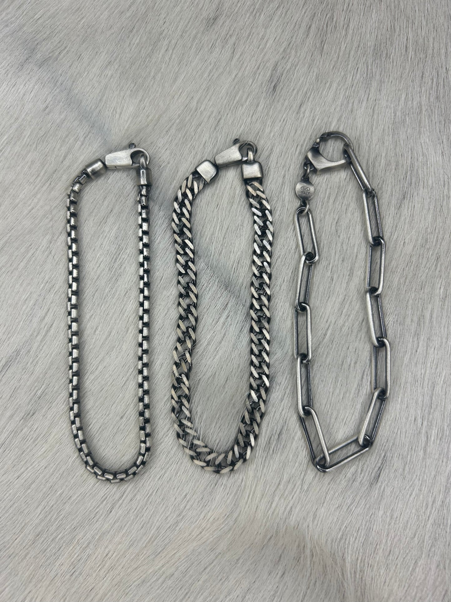 Gunmetal Sterling Silver Mens Bracelet