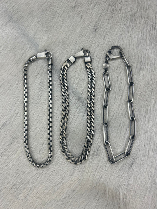 Gunmetal Sterling Silver Mens Bracelet
