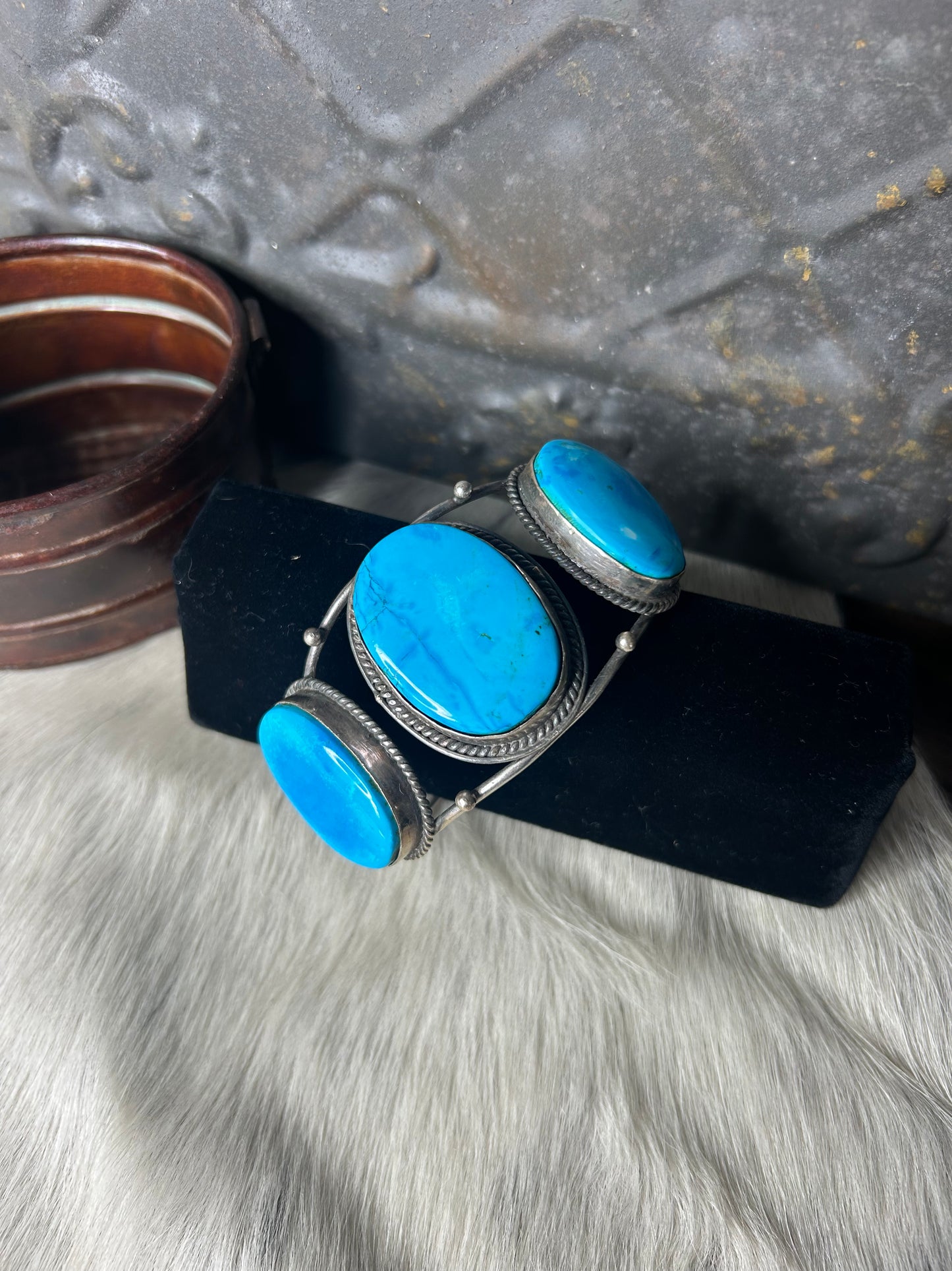 Large 3 Stone Turquoise Cuff
