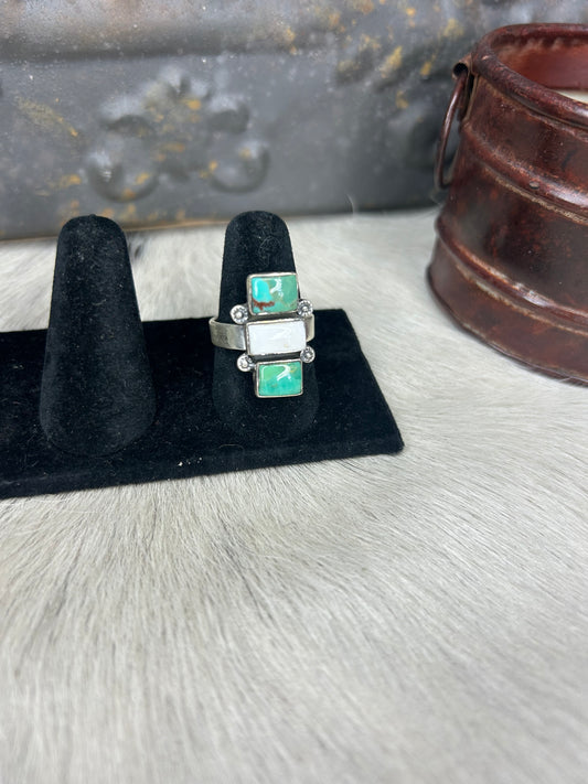 White Buffalo & Turquoise Ring