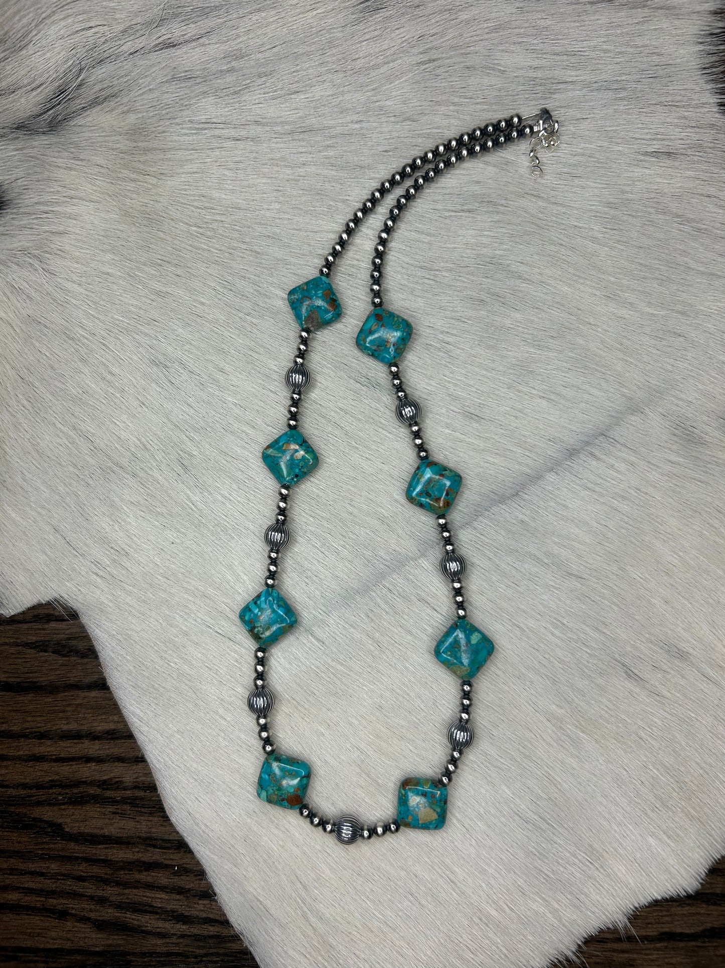 Block Turquoise Diamond Necklace