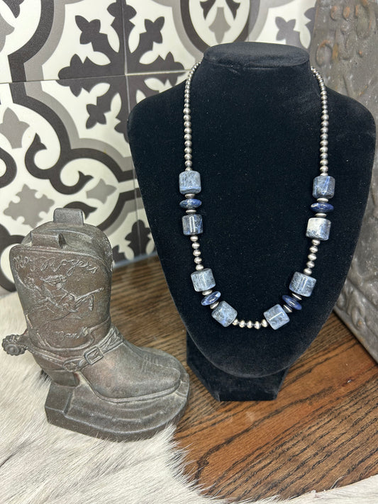 Sodalite Barrel Necklace