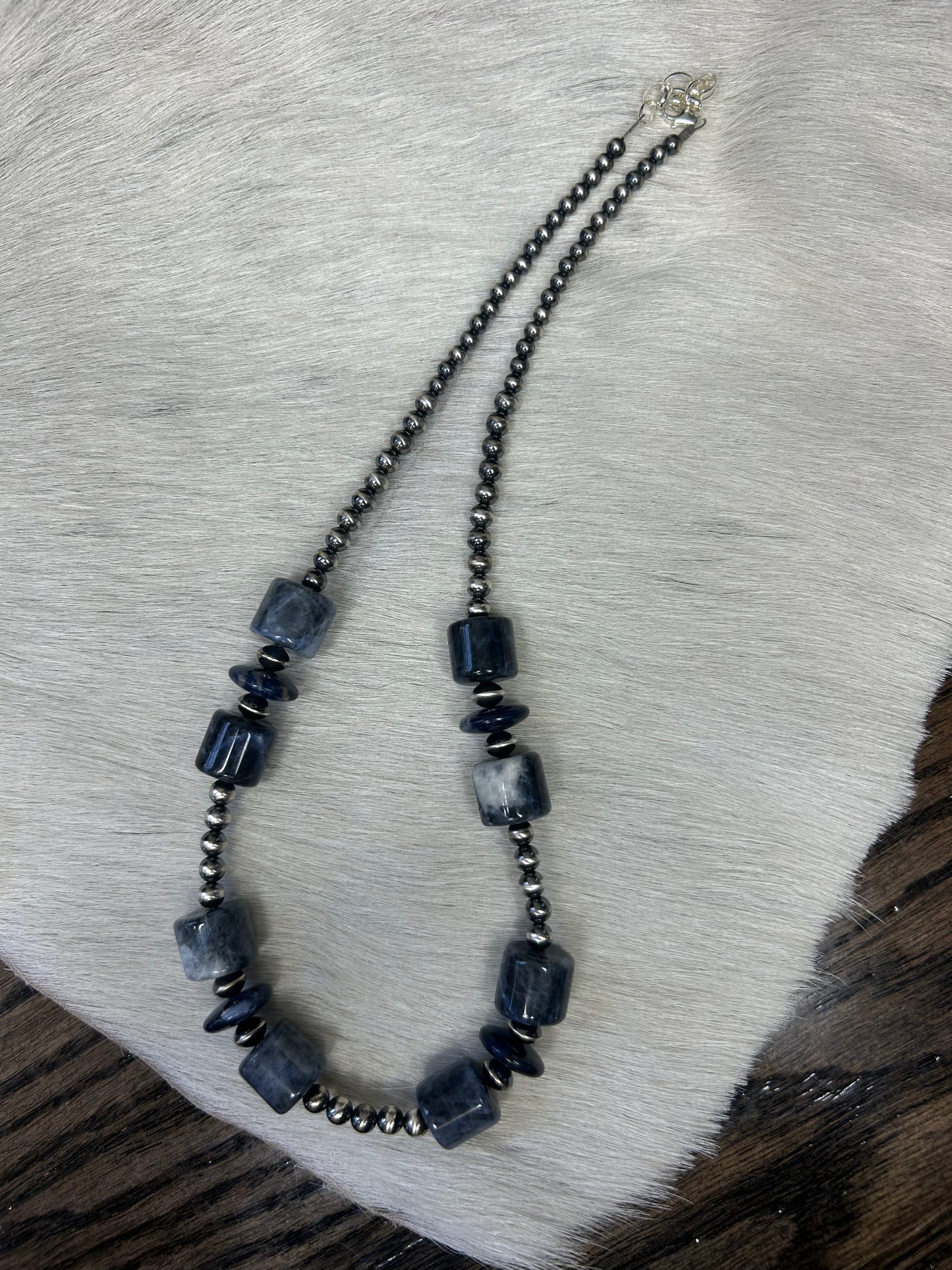 Sodalite Barrel Necklace