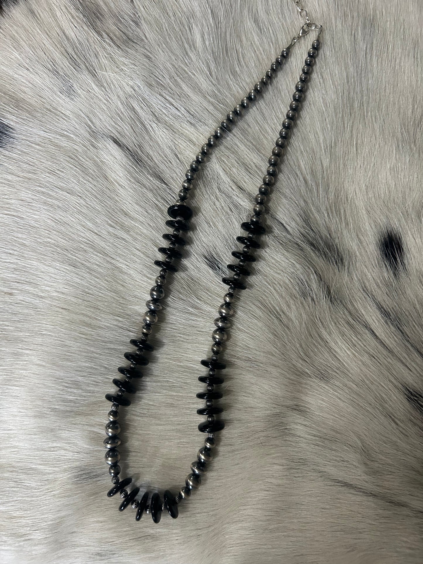 Black Bead & Pearl Necklace