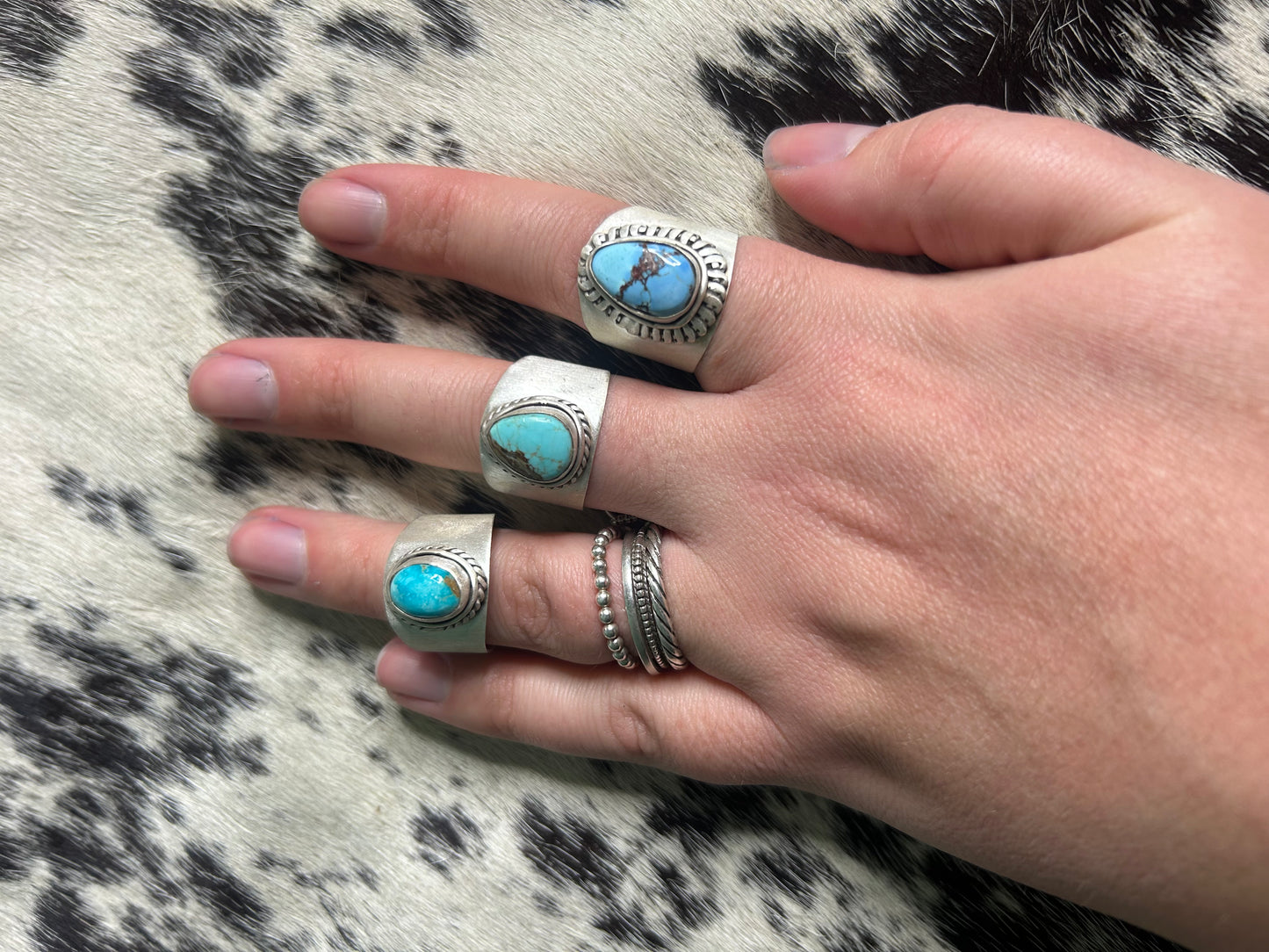 Thick Band Turquoise Rings
