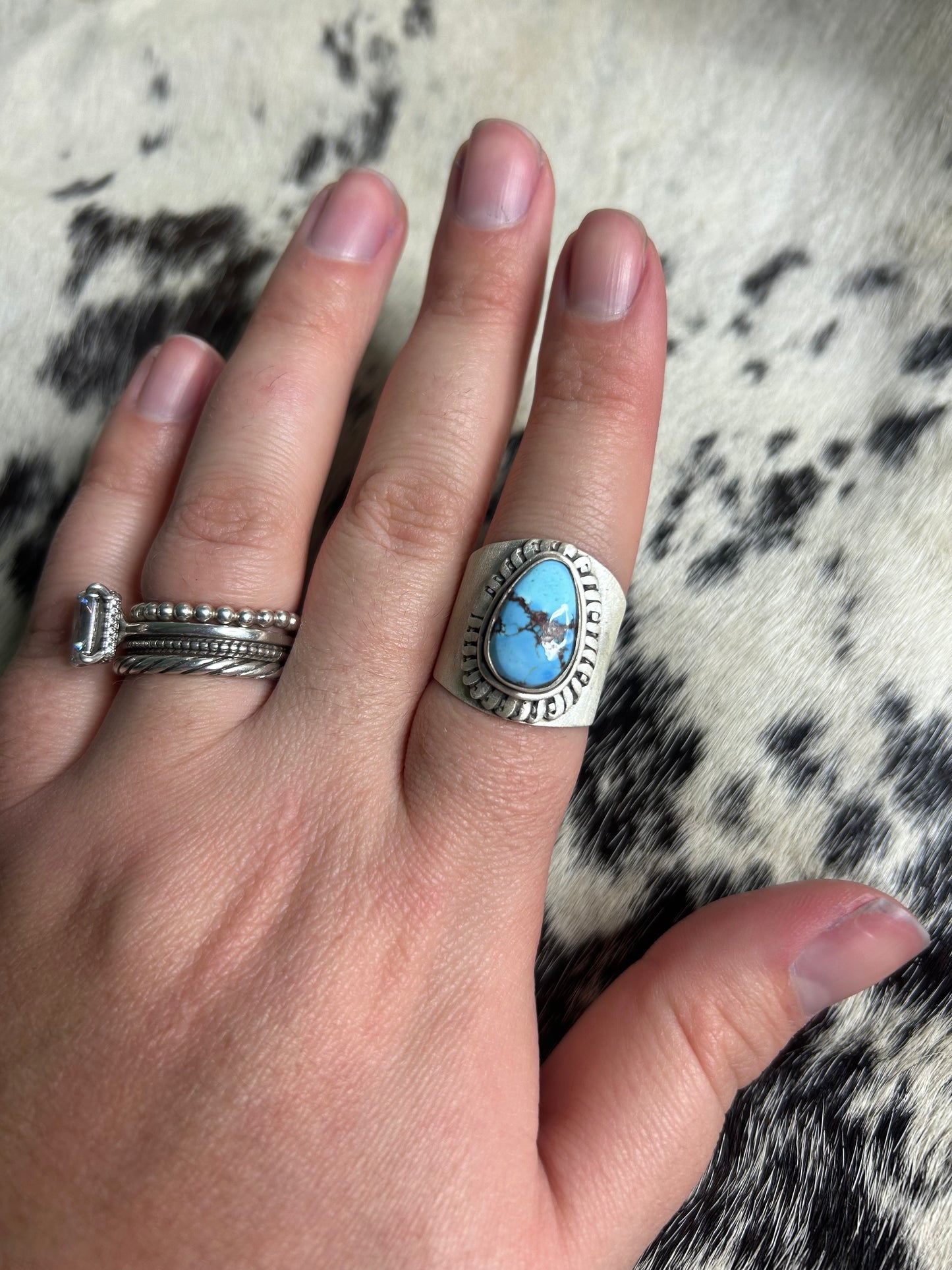 Thick Band Turquoise Rings