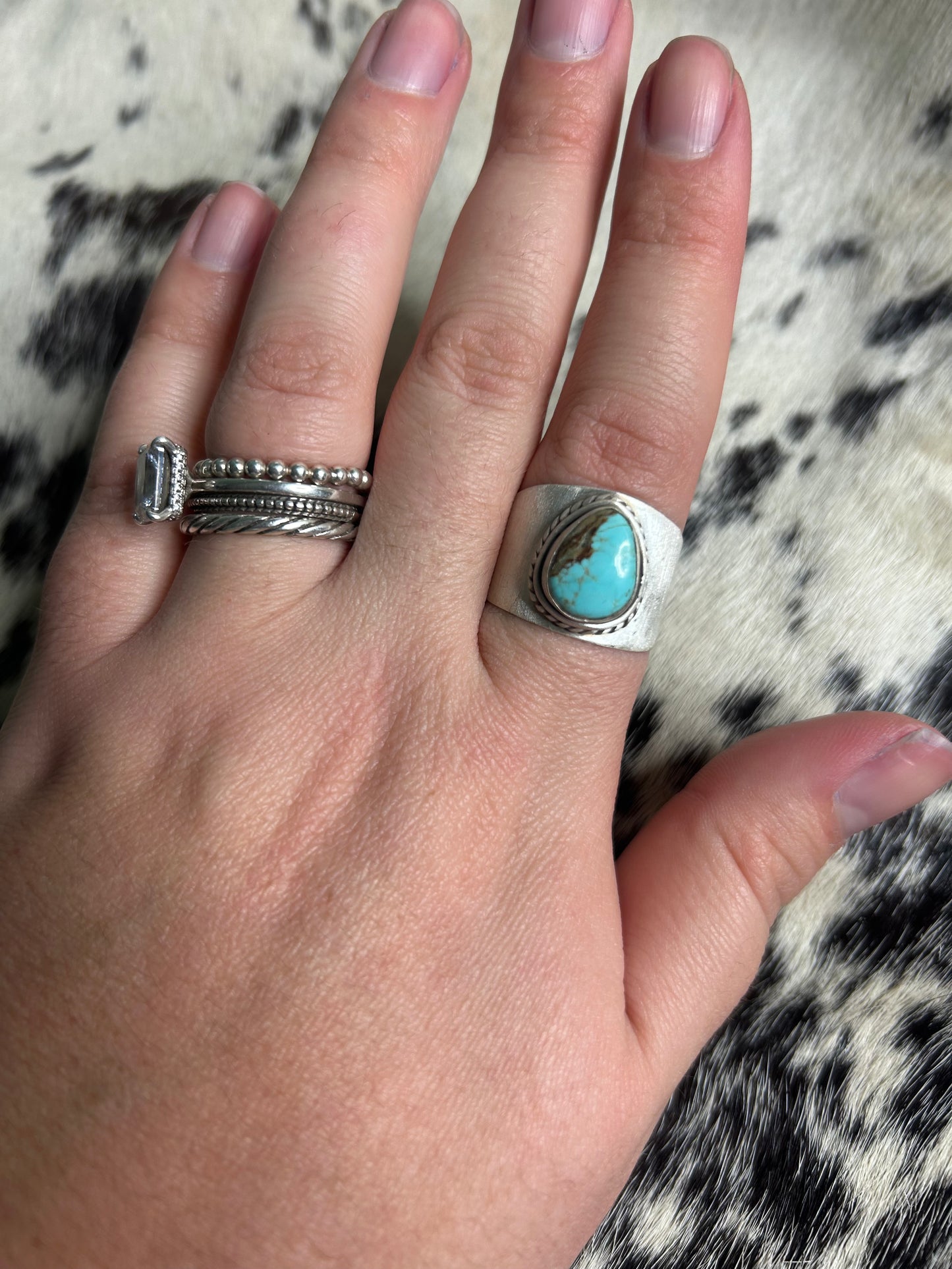 Thick Band Turquoise Rings