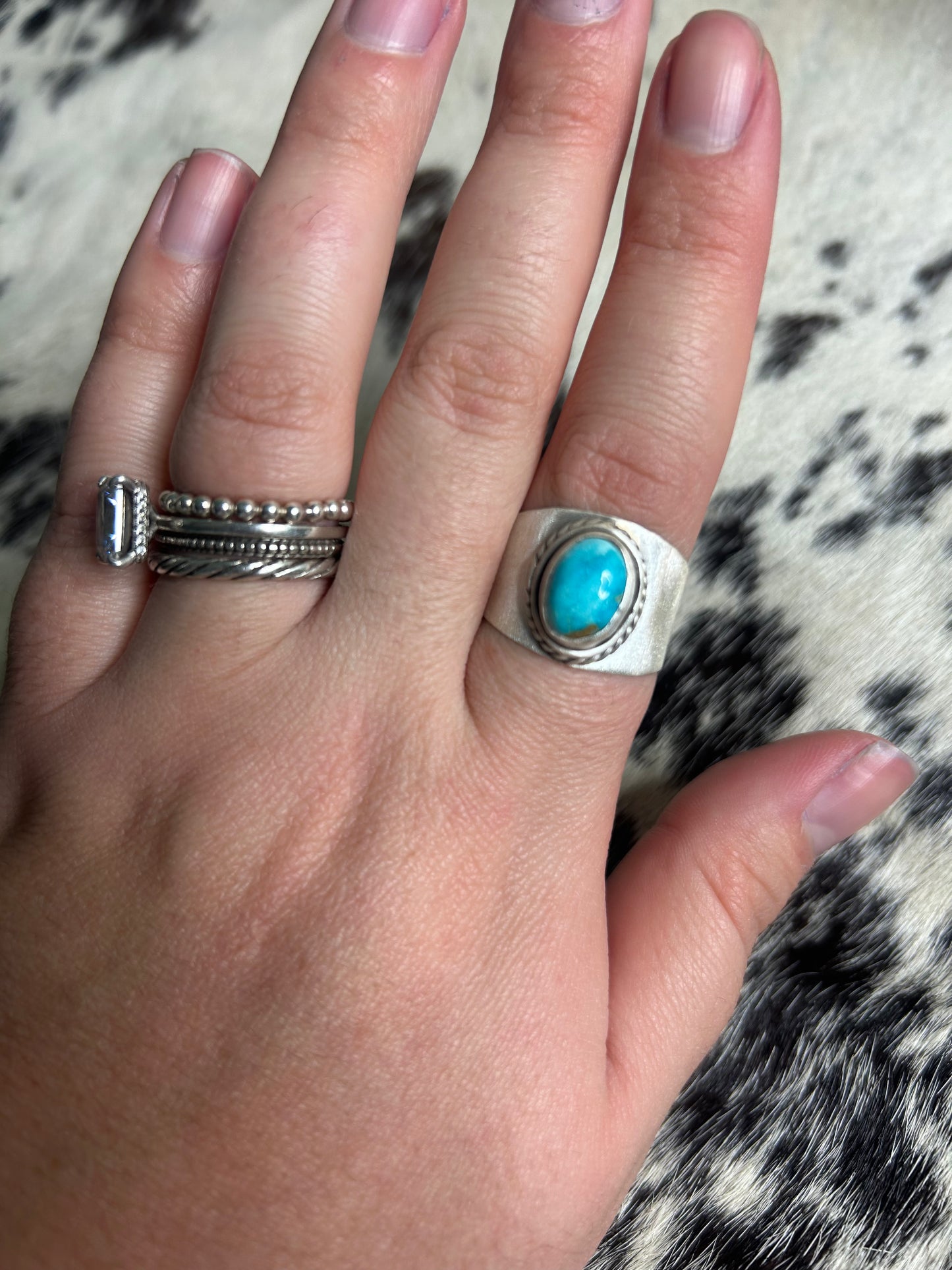 Thick Band Turquoise Rings