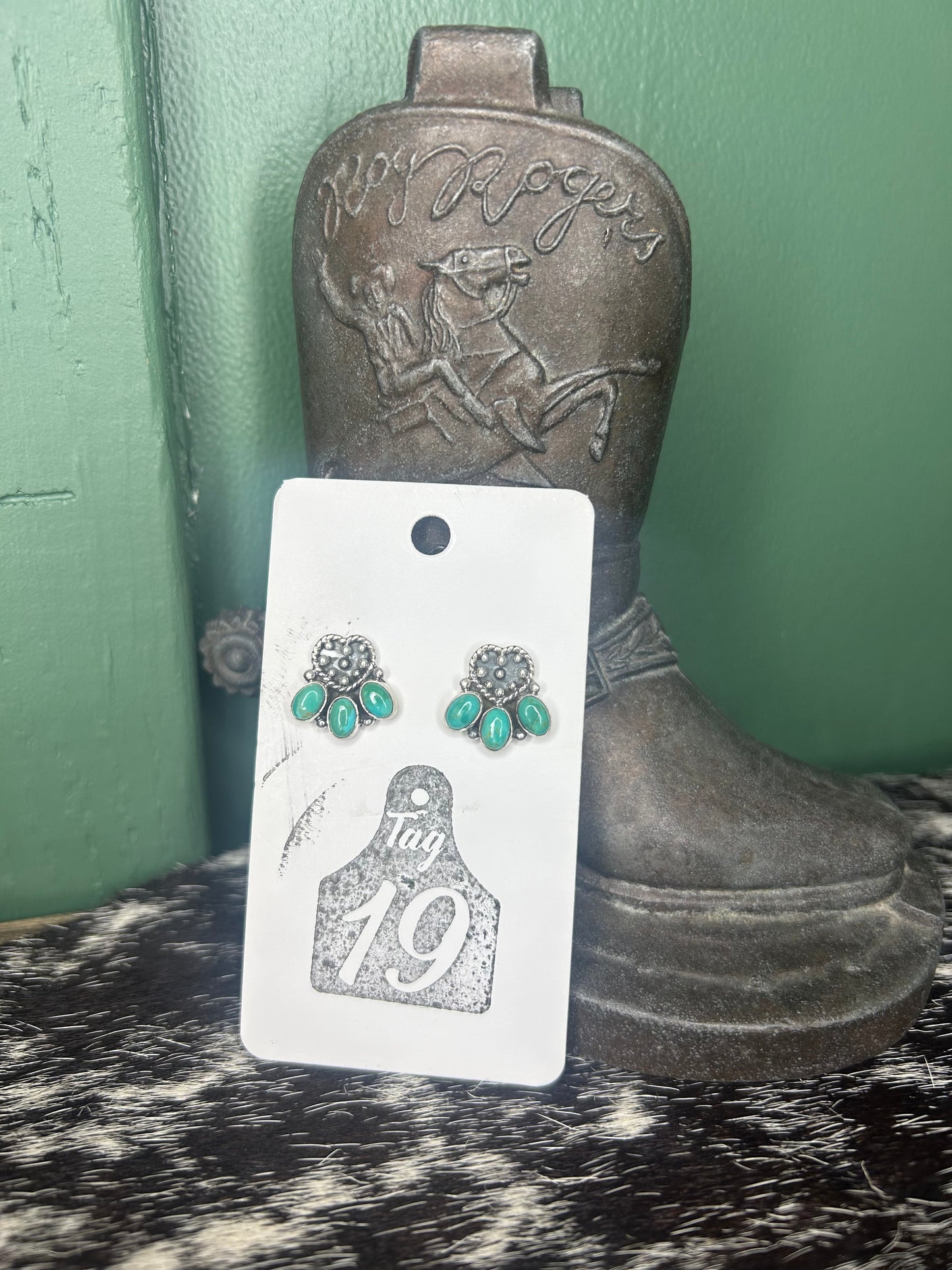 Heart & Stone Cluster Stud Earrings