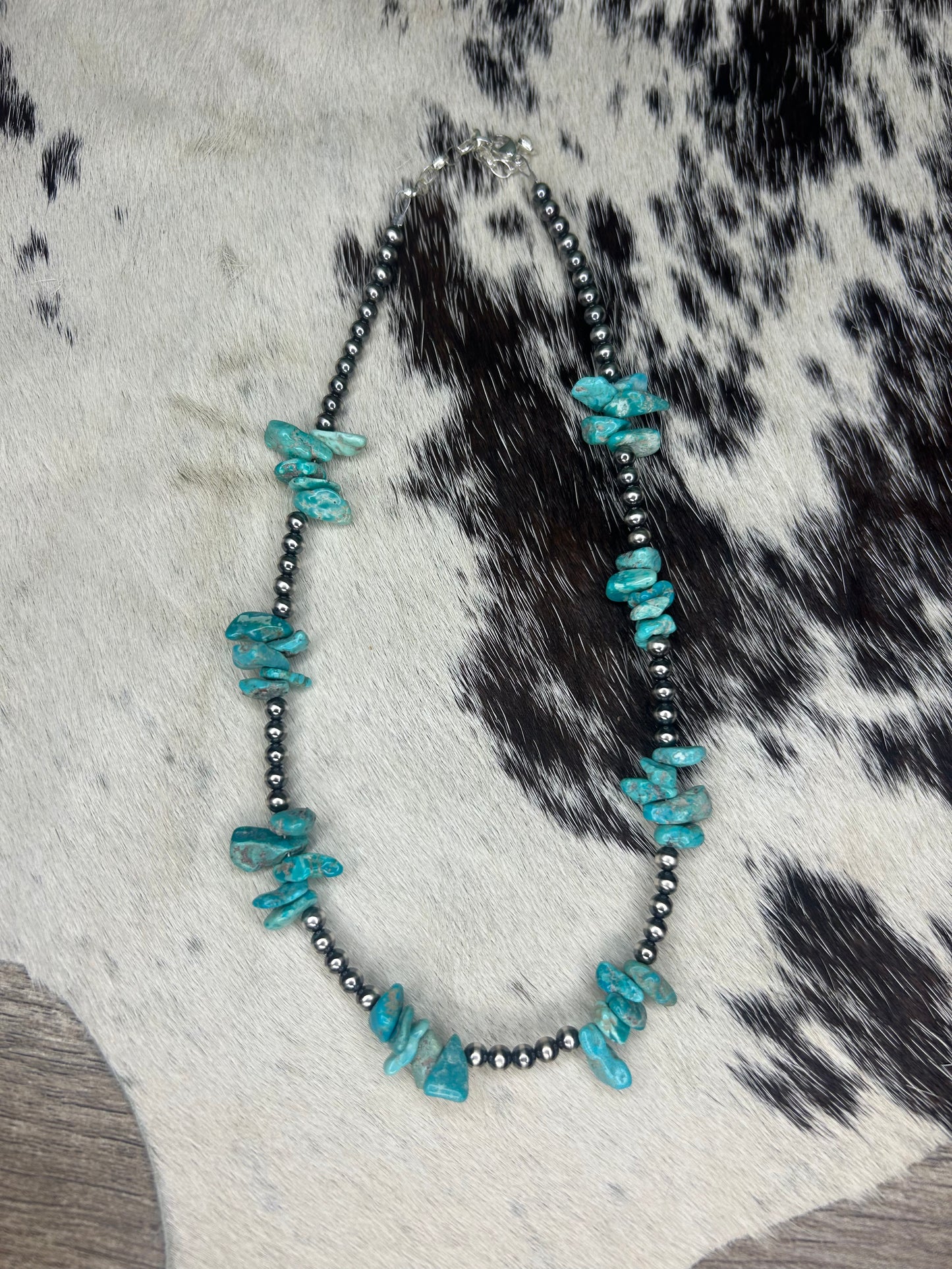 Turquoise Chip & Pearl Necklace