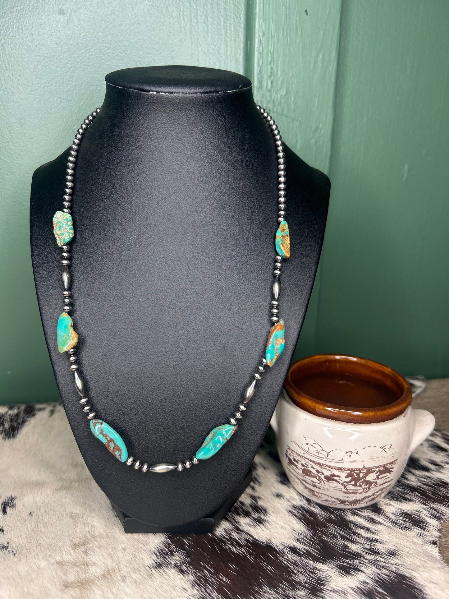 Turquoise & Melon Pearls Necklace