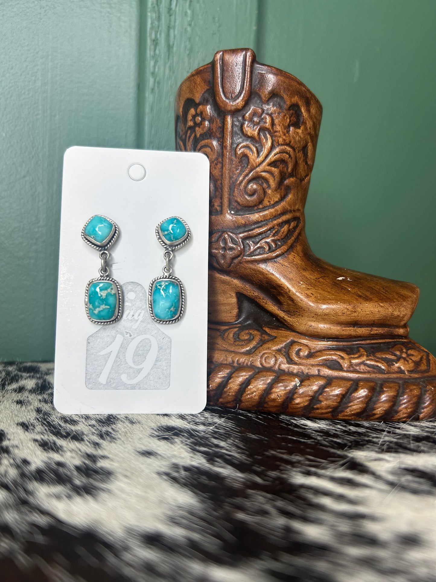 White Water Turquoise Stud Dangle Earring