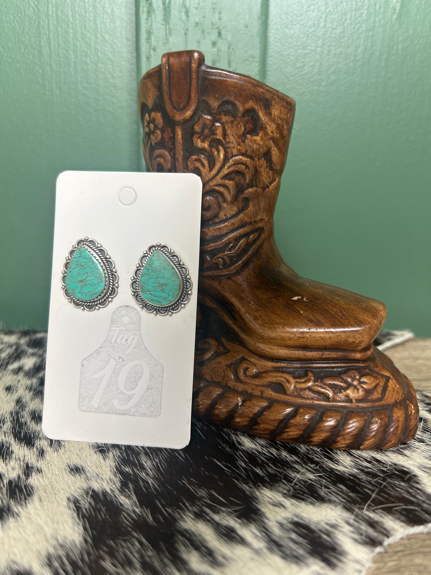 Scalloped Turquoise Stud Earrings