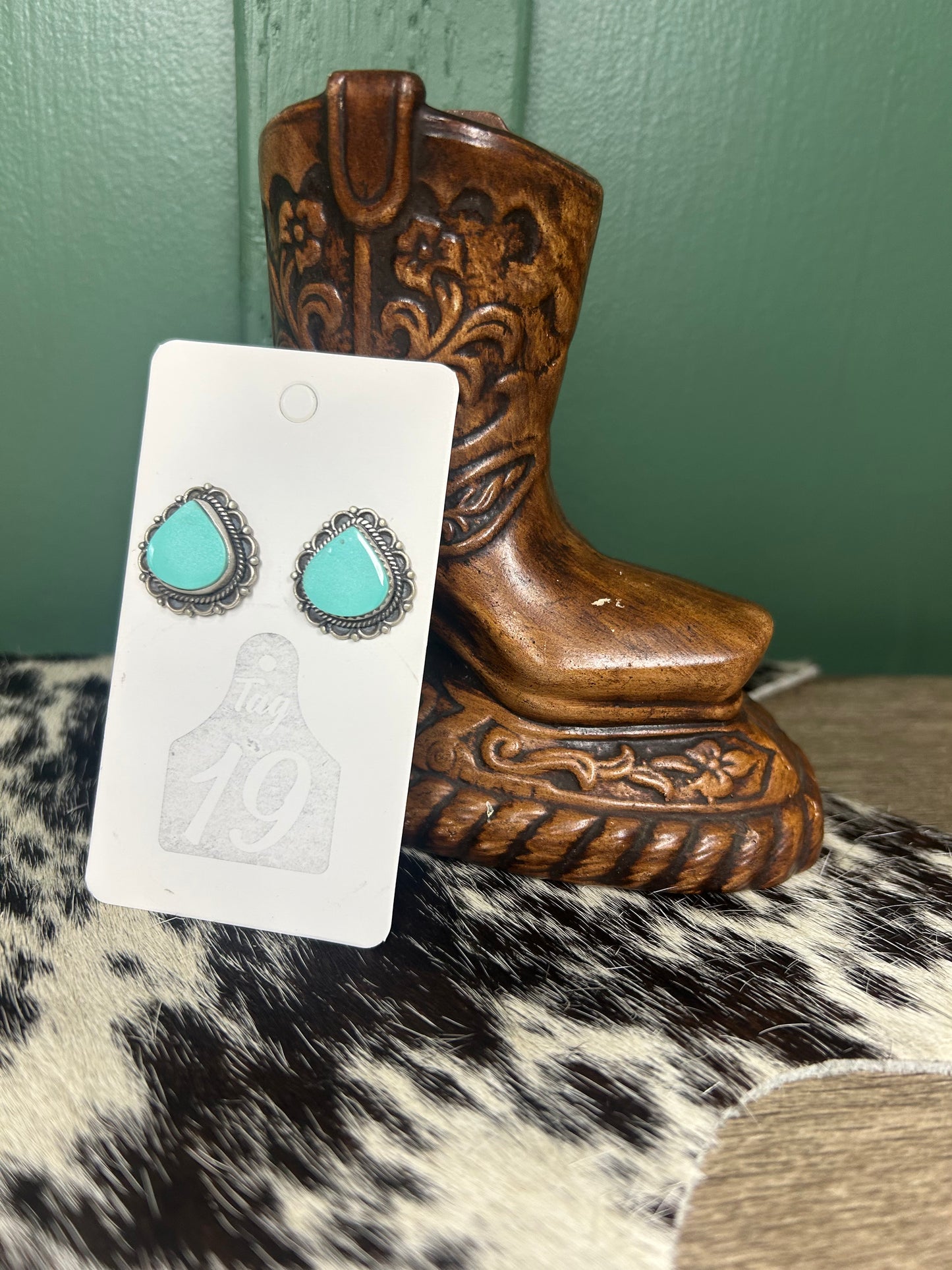 Scalloped Turquoise Stud Earrings