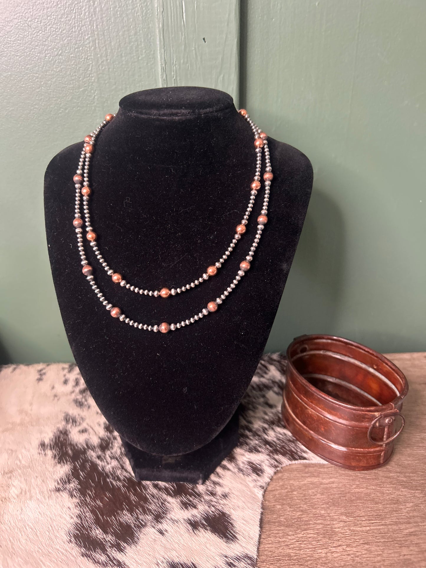 3mm Sterling Silver Pearls with 6mm Copper