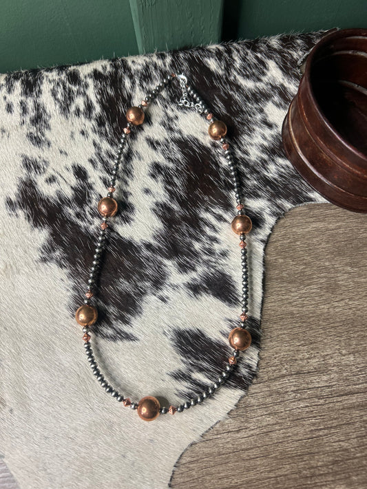 4mm Sterling Silver Pearls & 12mm Copper