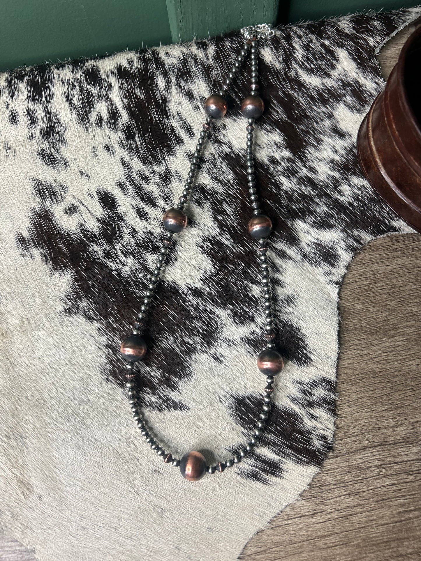 4mm Sterling Silver Pearls & 12mm Copper