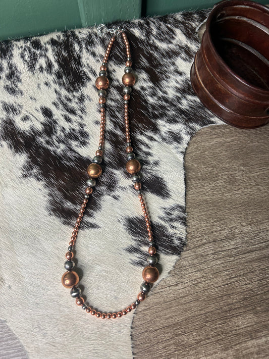 4mm to 12mm Graduated Silver & Copper Necklace