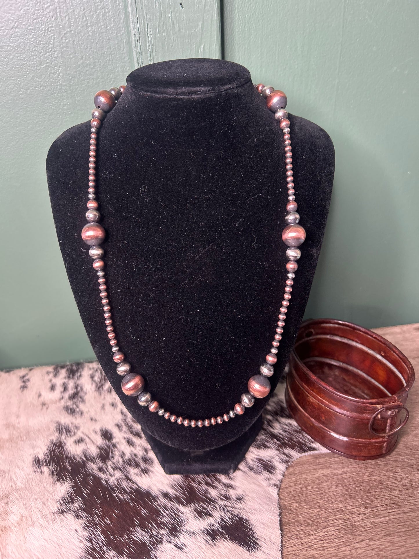 4mm to 12mm Graduated Silver & Copper Necklace