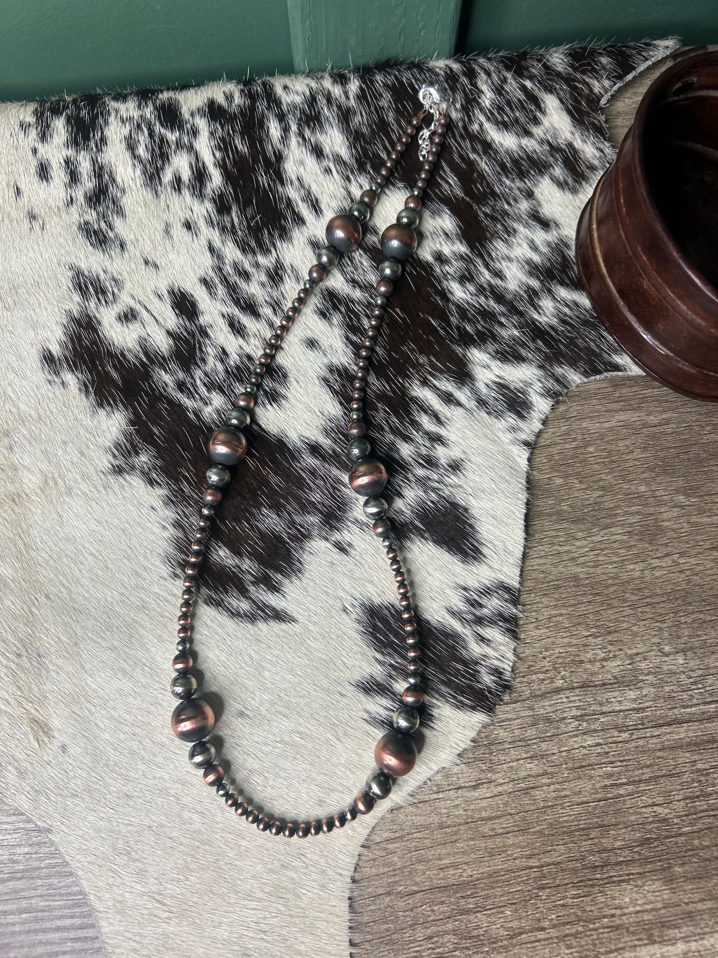 4mm to 12mm Graduated Silver & Copper Necklace