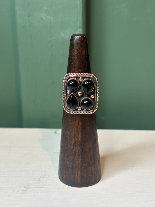 Black Onyx Copper Ring