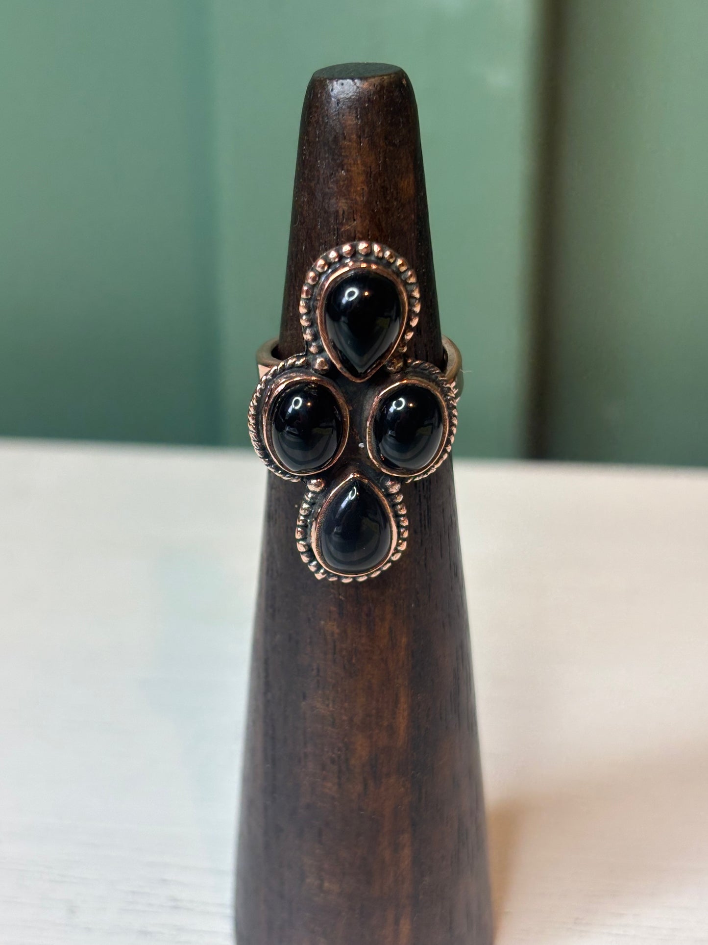 Black Onyx Copper Ring