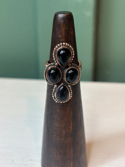 Black Onyx Copper Ring