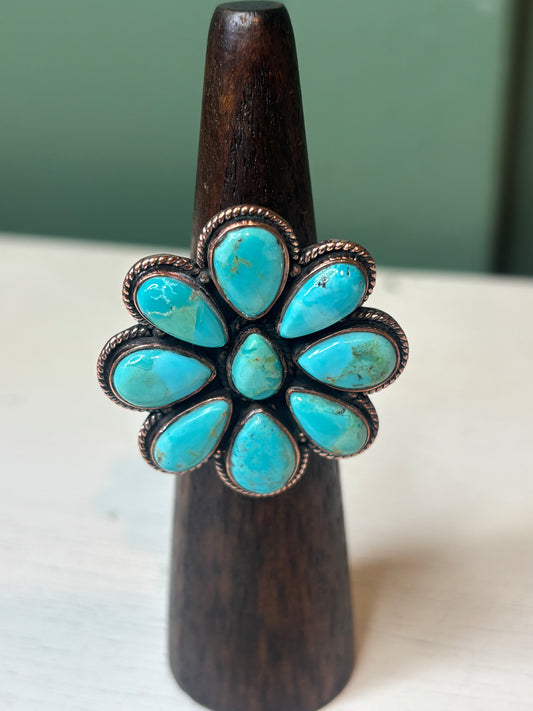 Mohave Turquoise Copper Cluster Ring