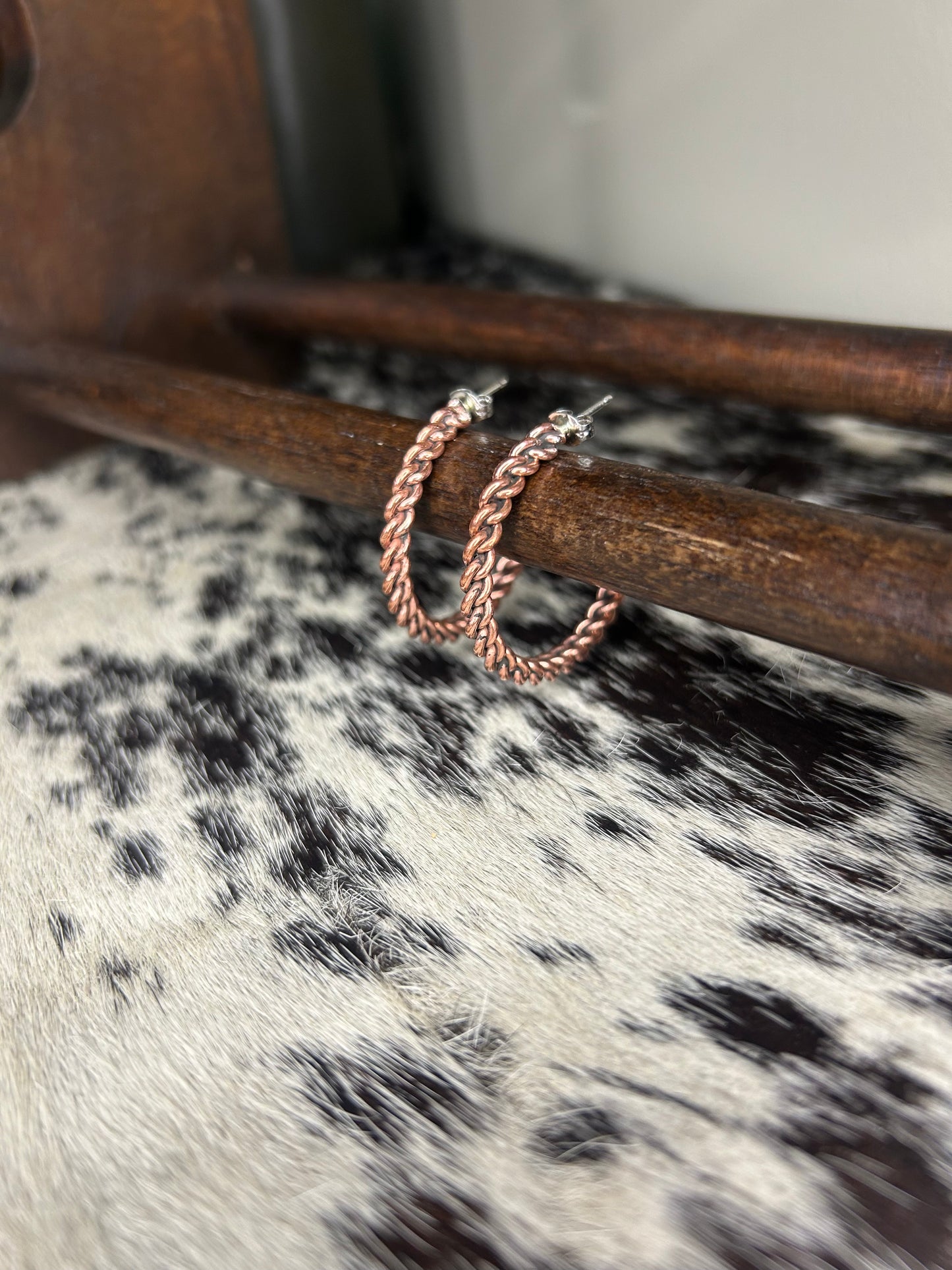Copper Chainlink Hoop Earrings
