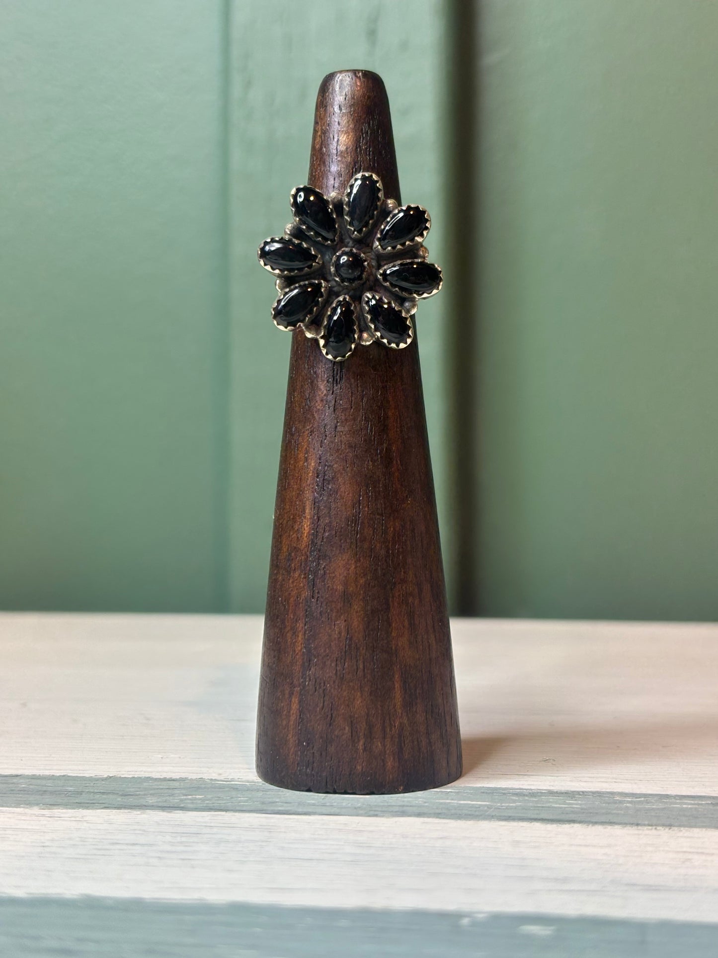 Black Onyx Sterling Silver Cluster Ring