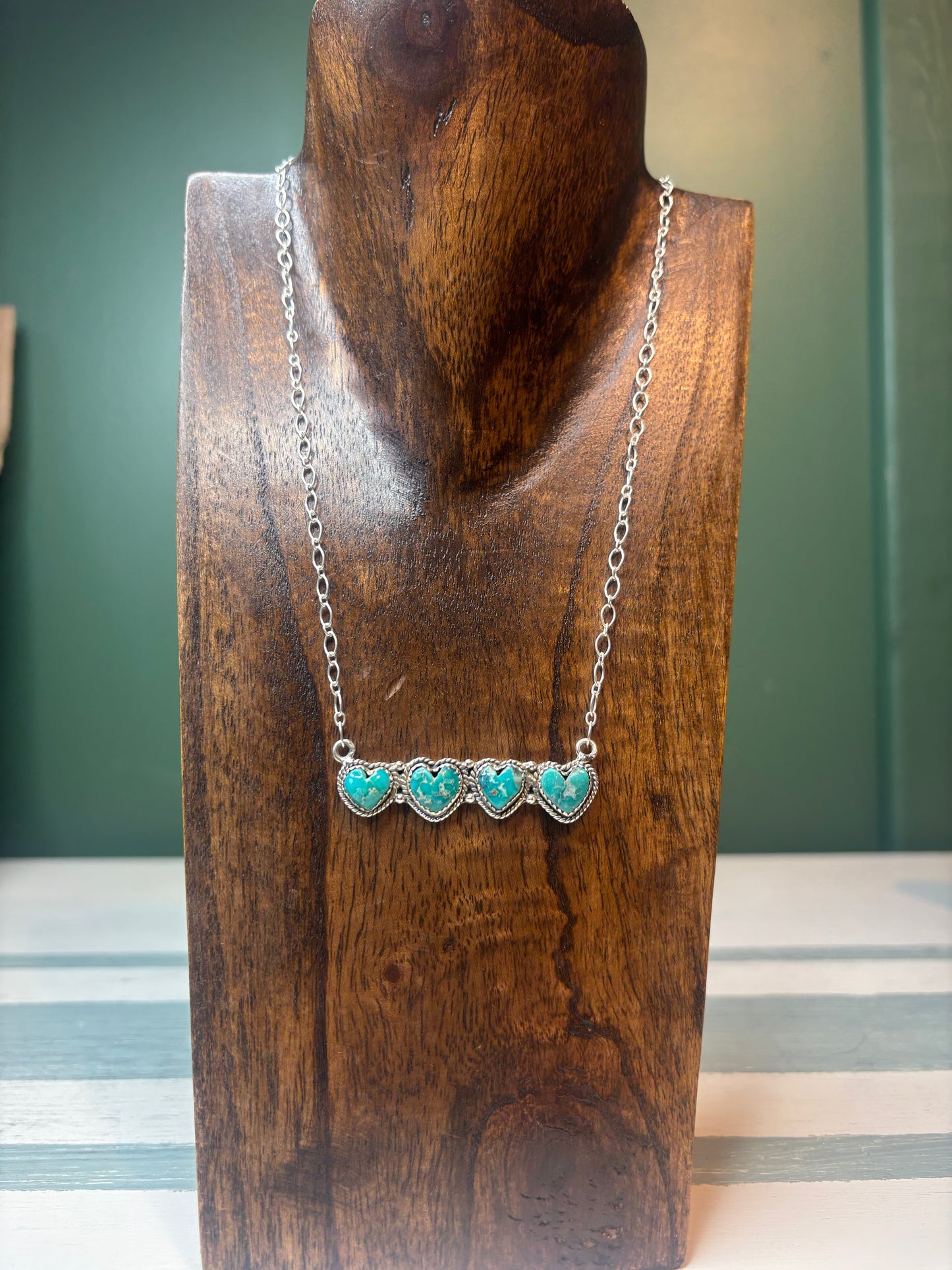 White Water Heart Bar Necklace