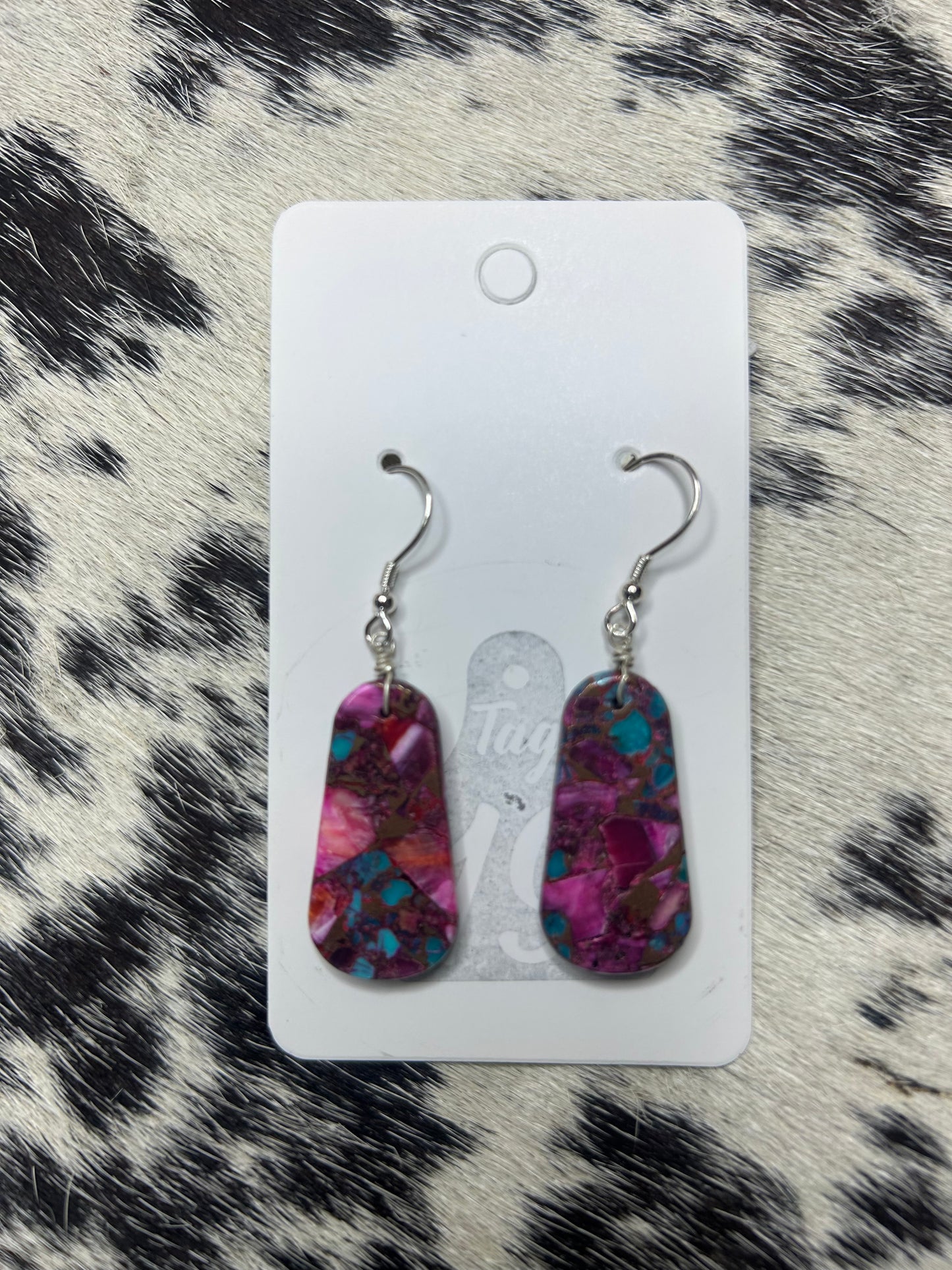 Pink Dahlia Slab Earring
