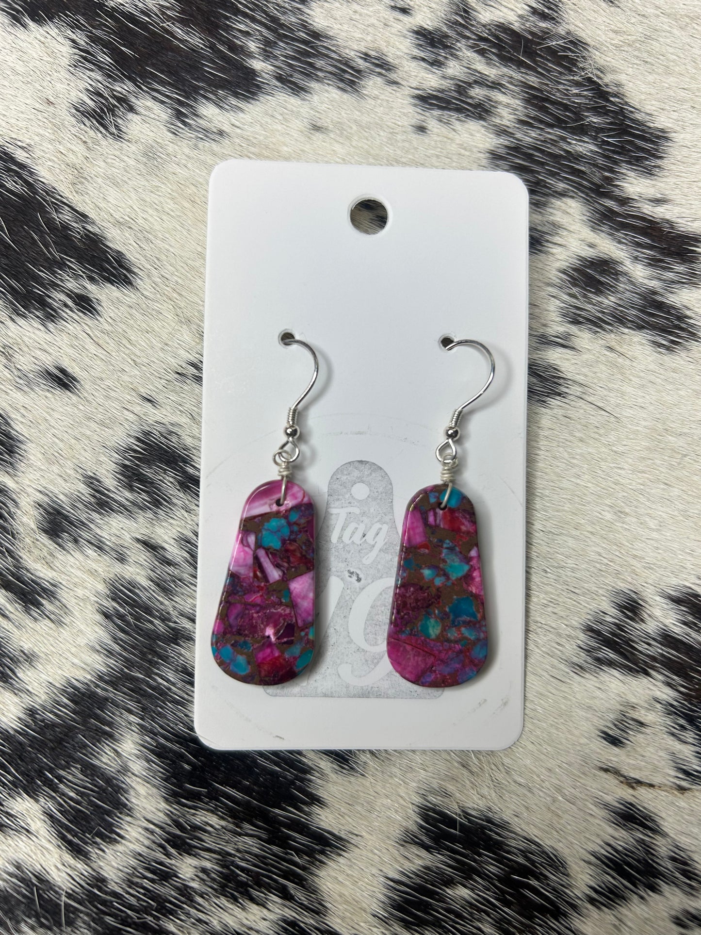 Pink Dahlia Slab Earring