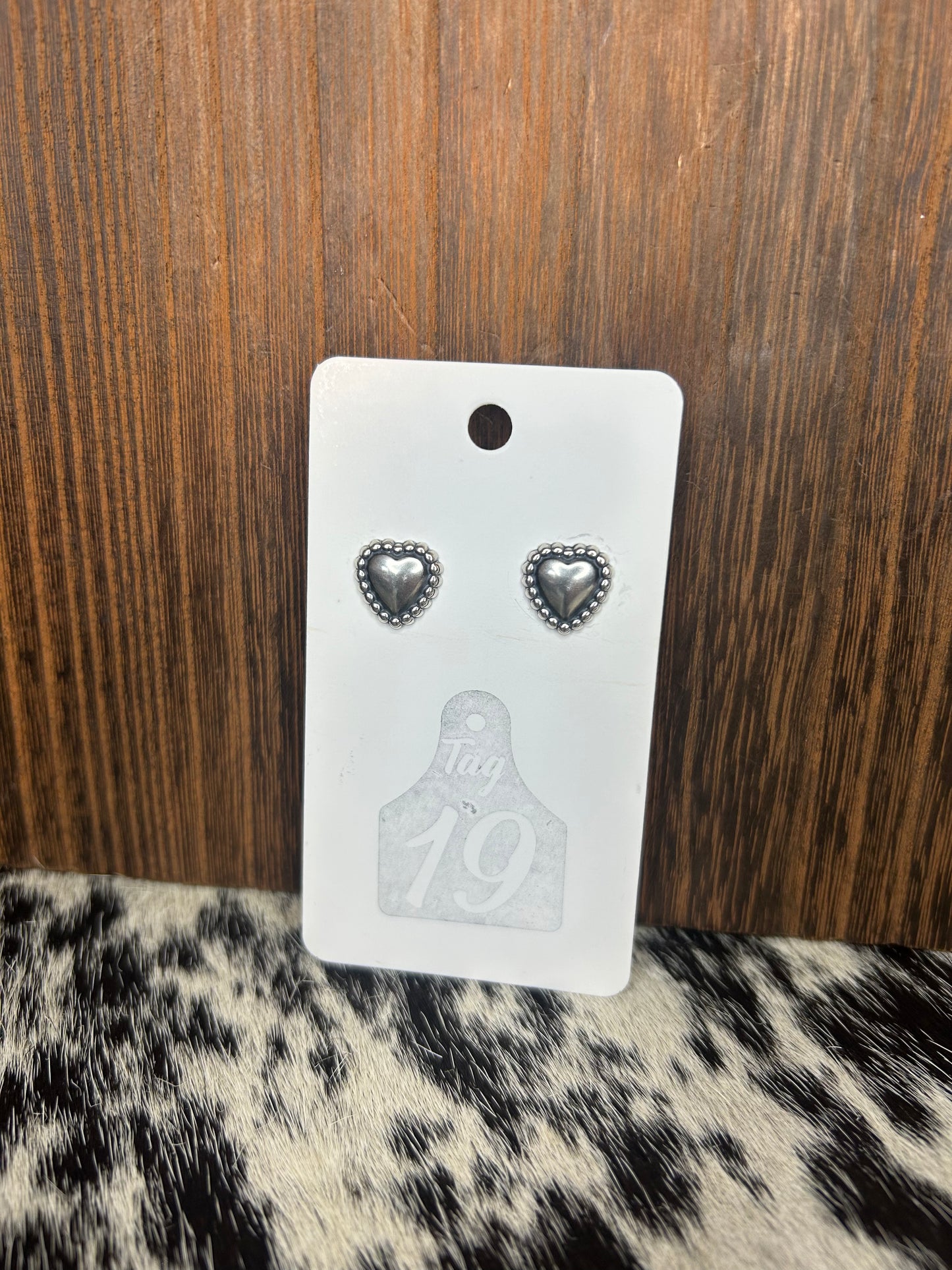 Sterling Heart Concho Stud Earrings
