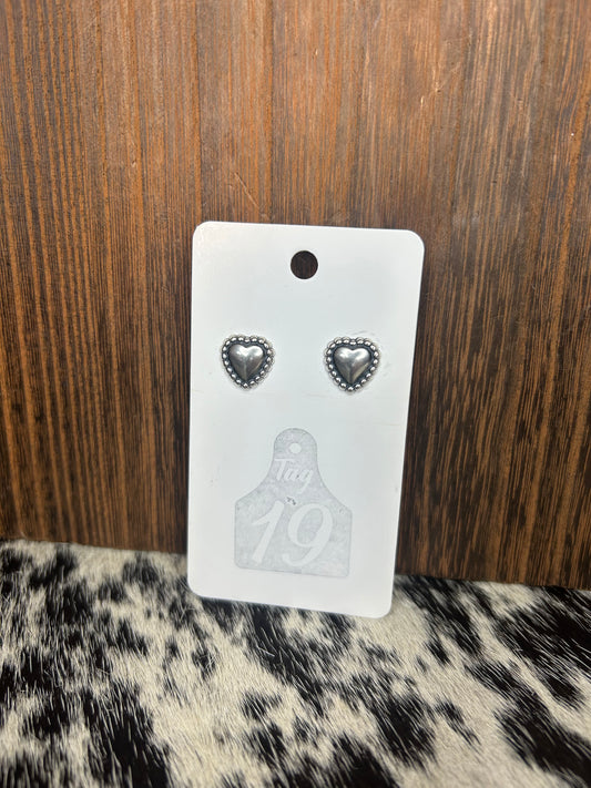 Sterling Heart Concho Stud Earrings