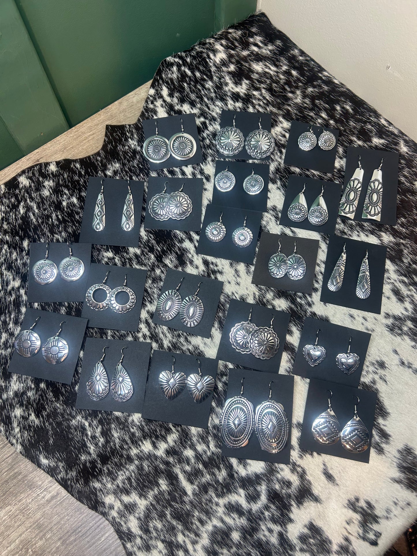 Aluminum Dangle Concho Earrings