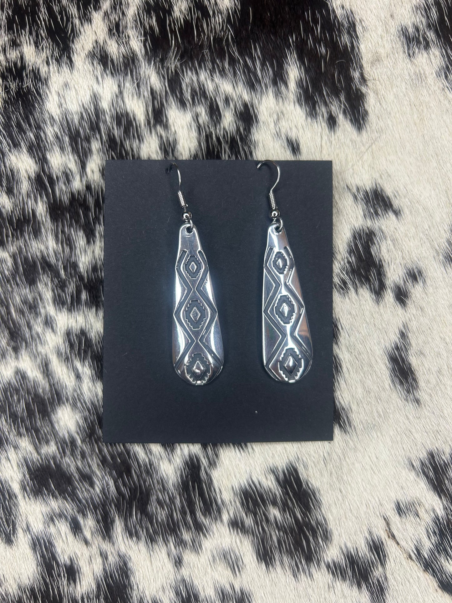 Aluminum Dangle Concho Earrings