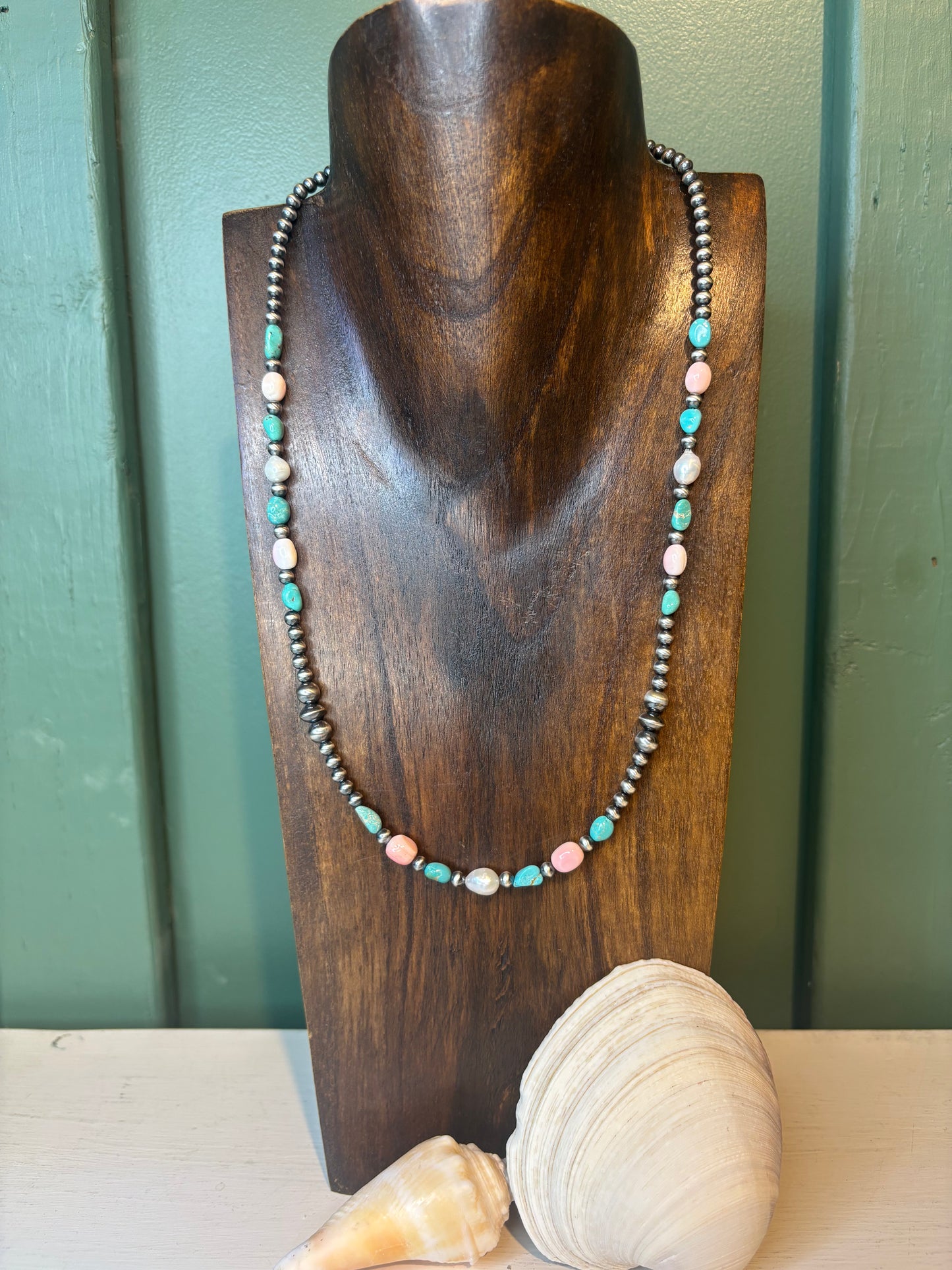 Sterling Silver with Multi-Color Stones & Fresh Water Necklace