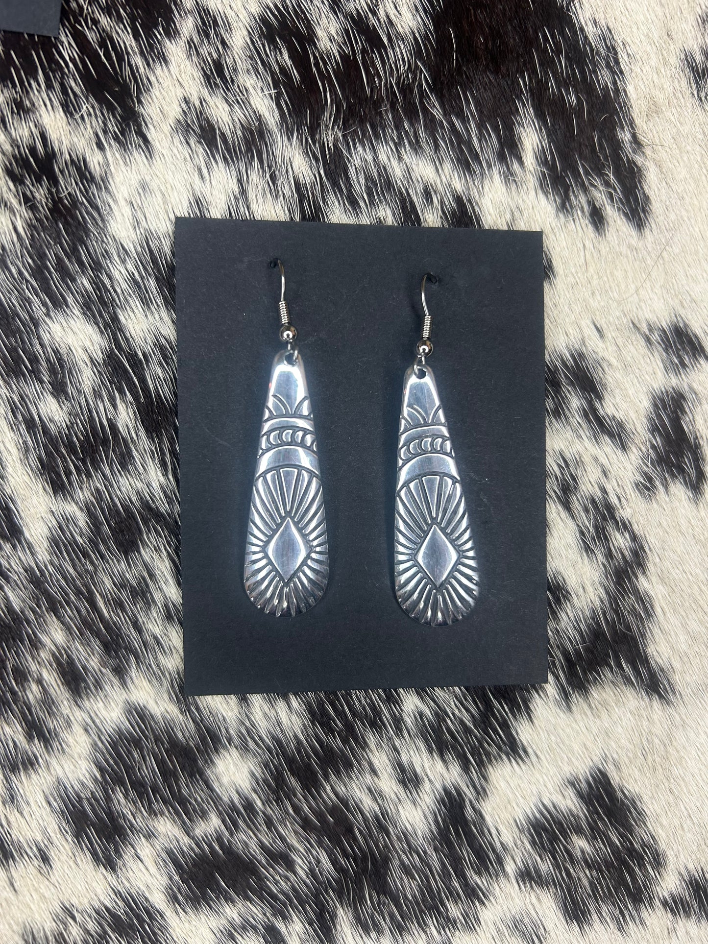 Aluminum Dangle Concho Earrings