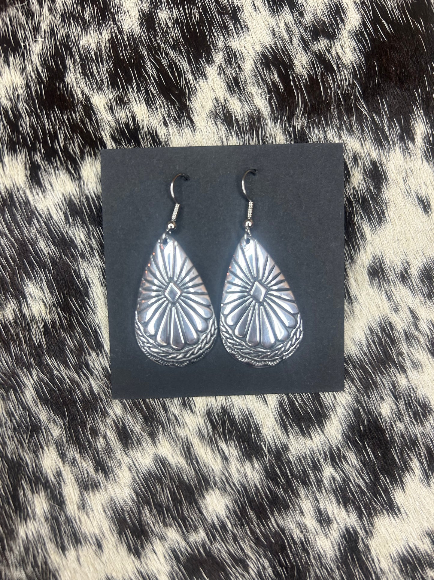 Aluminum Dangle Concho Earrings