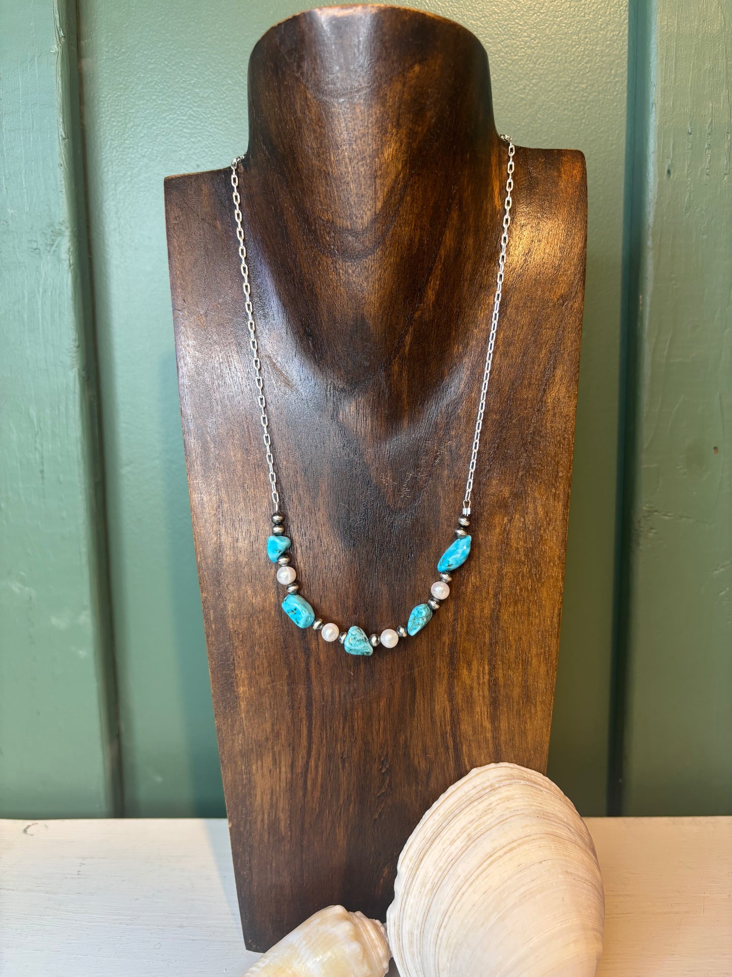 Extended Bar Turquoise & Fresh Water Necklace