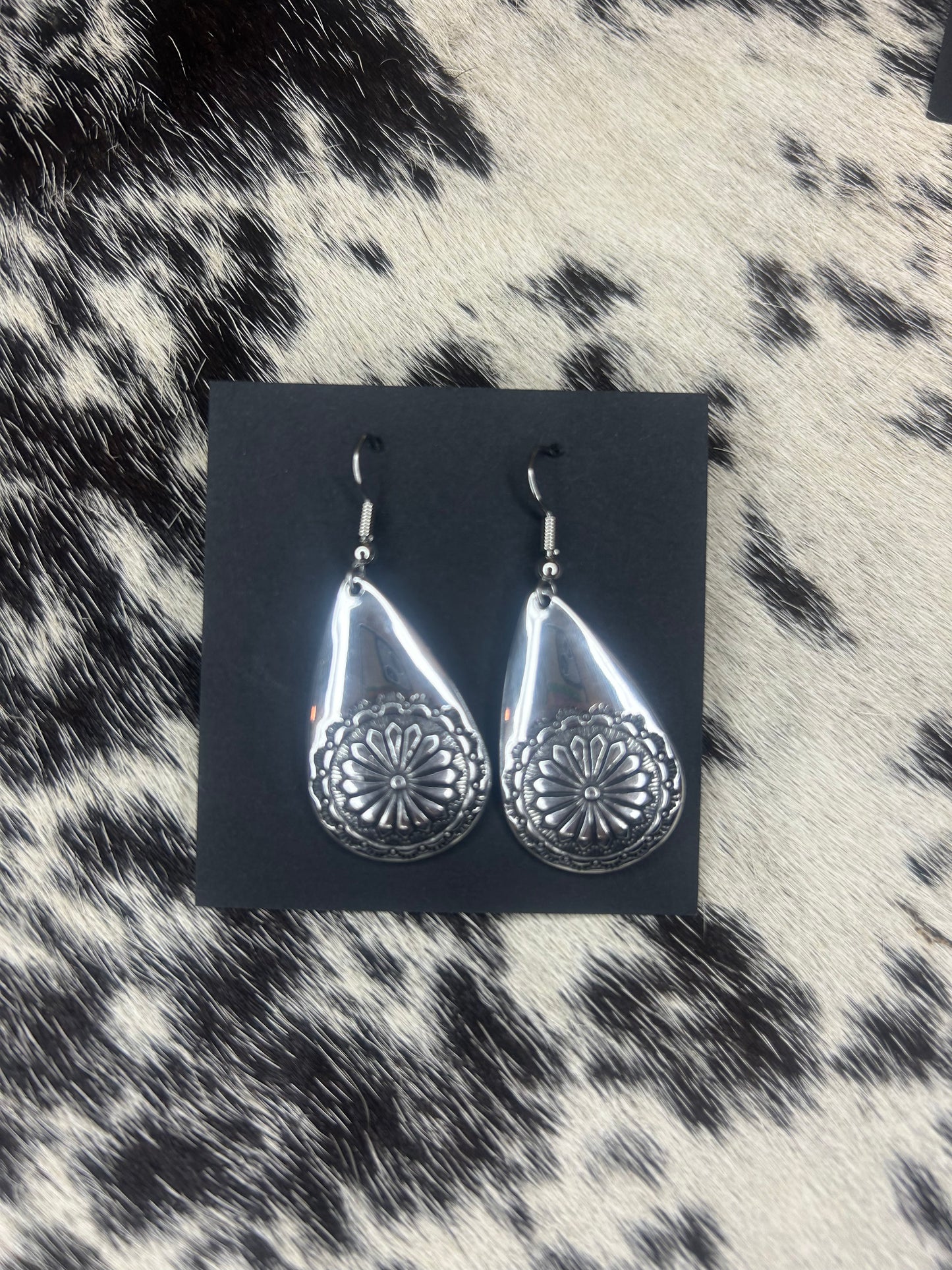 Aluminum Dangle Concho Earrings