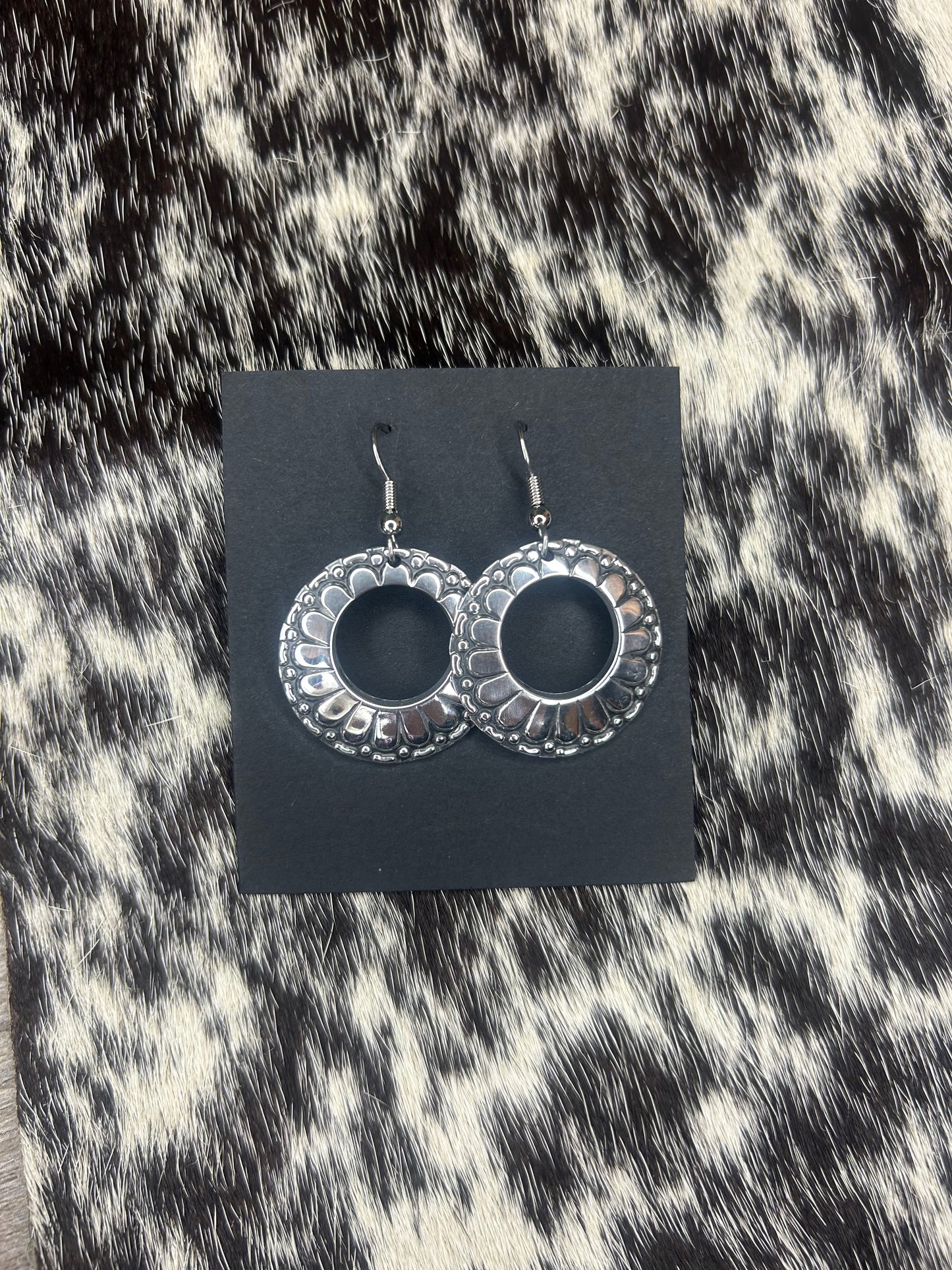 Aluminum Dangle Concho Earrings