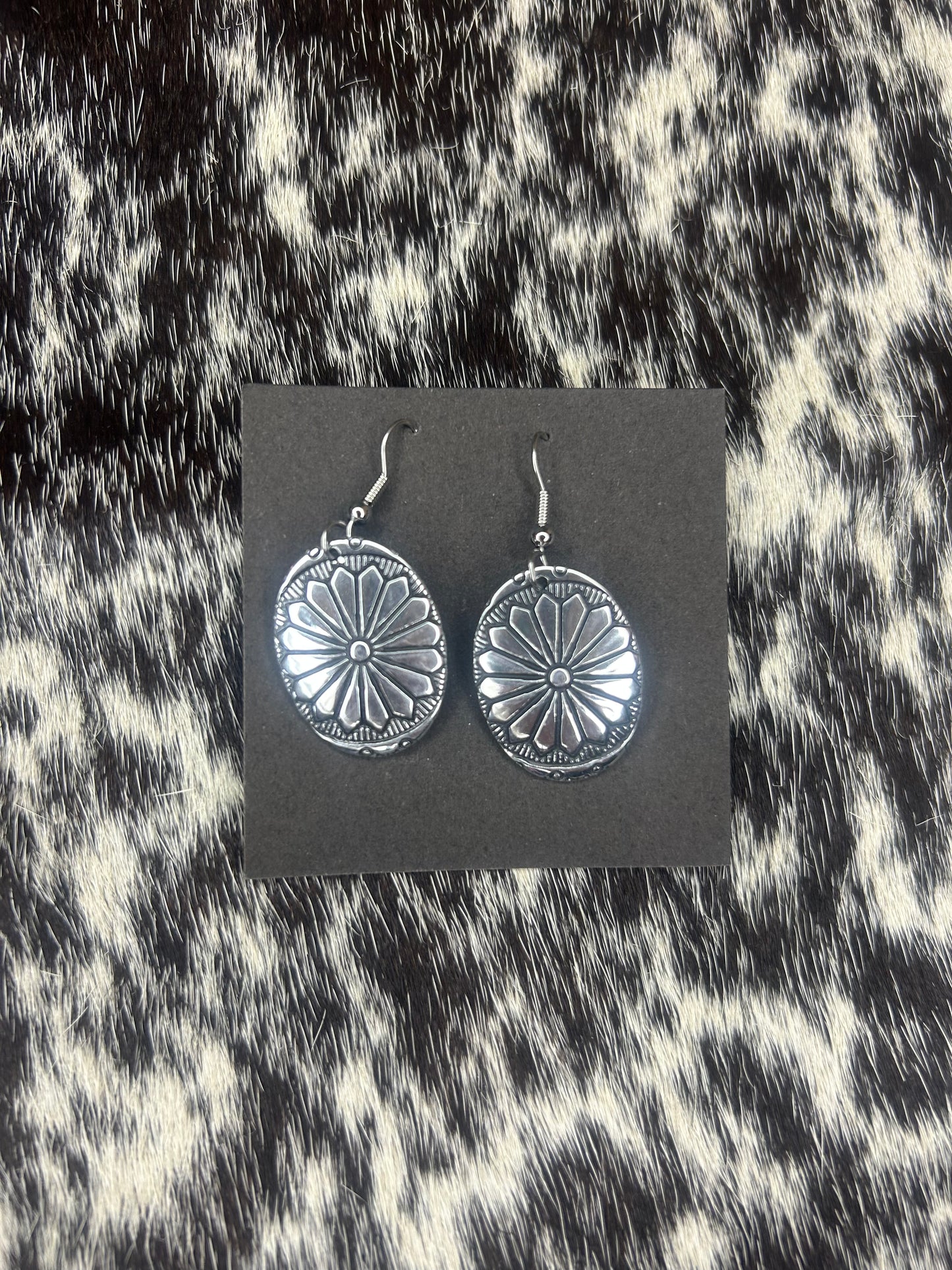 Aluminum Dangle Concho Earrings