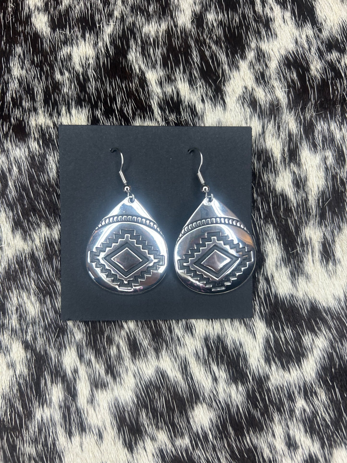 Aluminum Dangle Concho Earrings