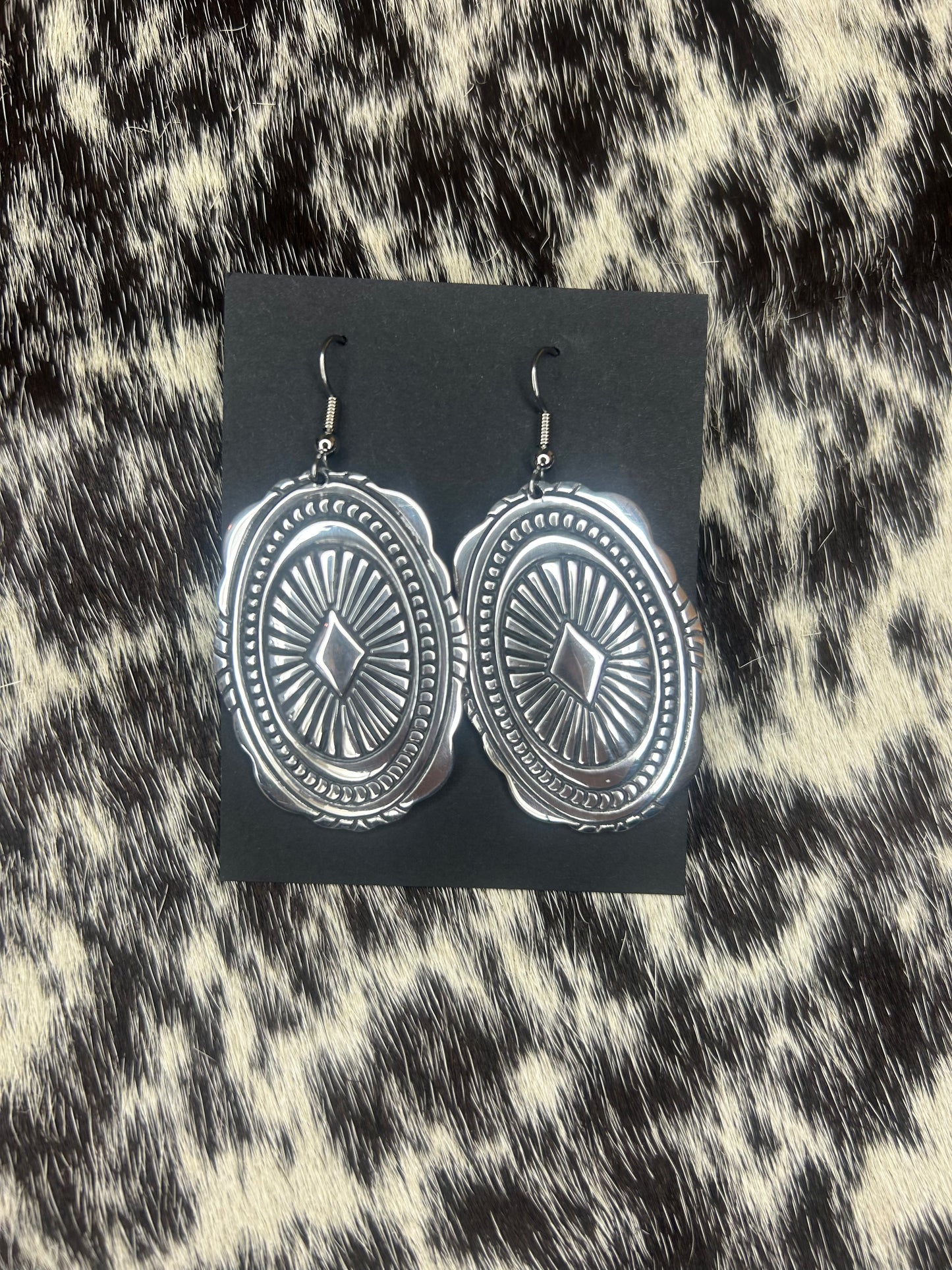 Aluminum Dangle Concho Earrings