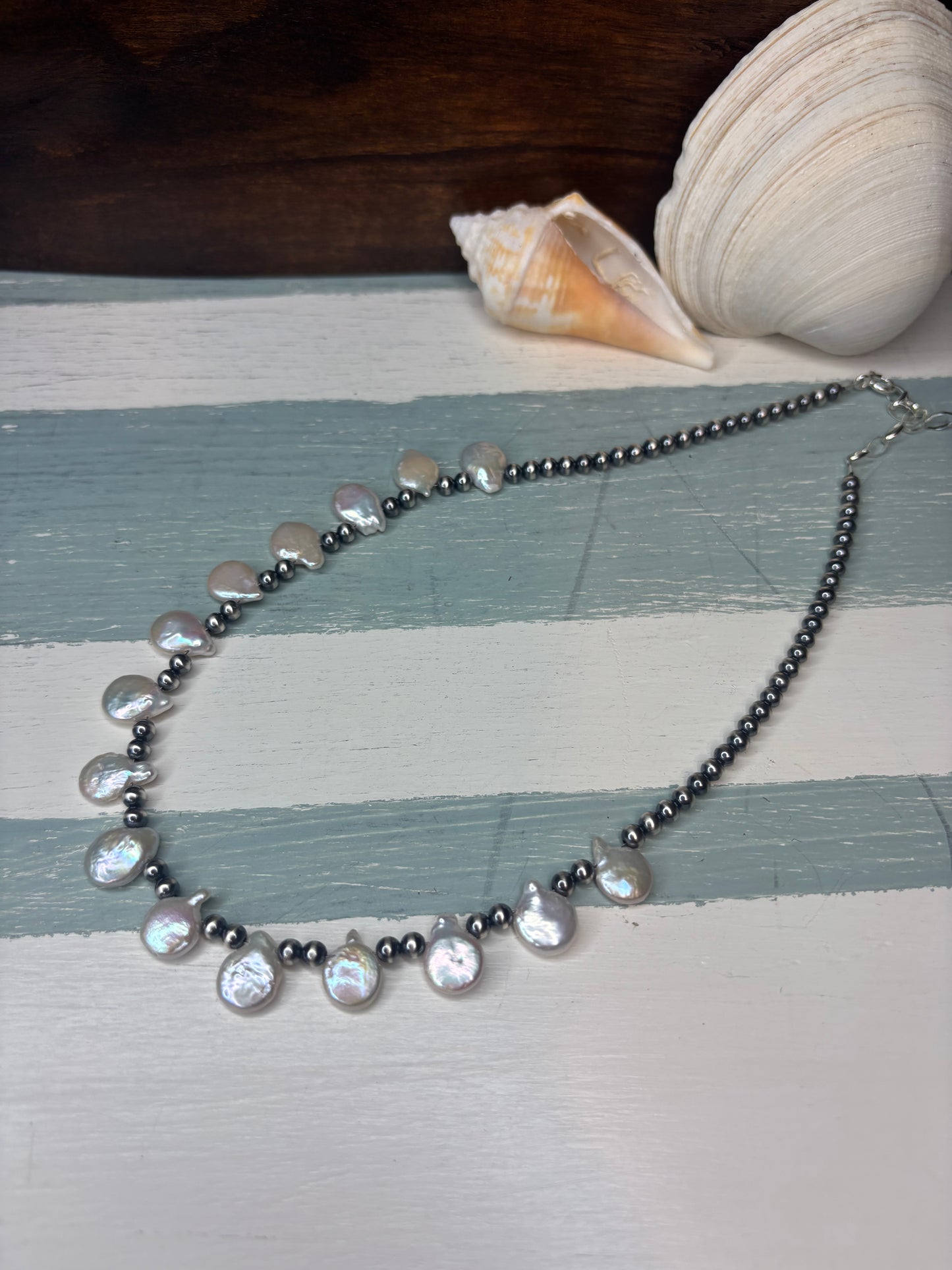 Sterling Silver with Fresh Water Teardrops Necklace