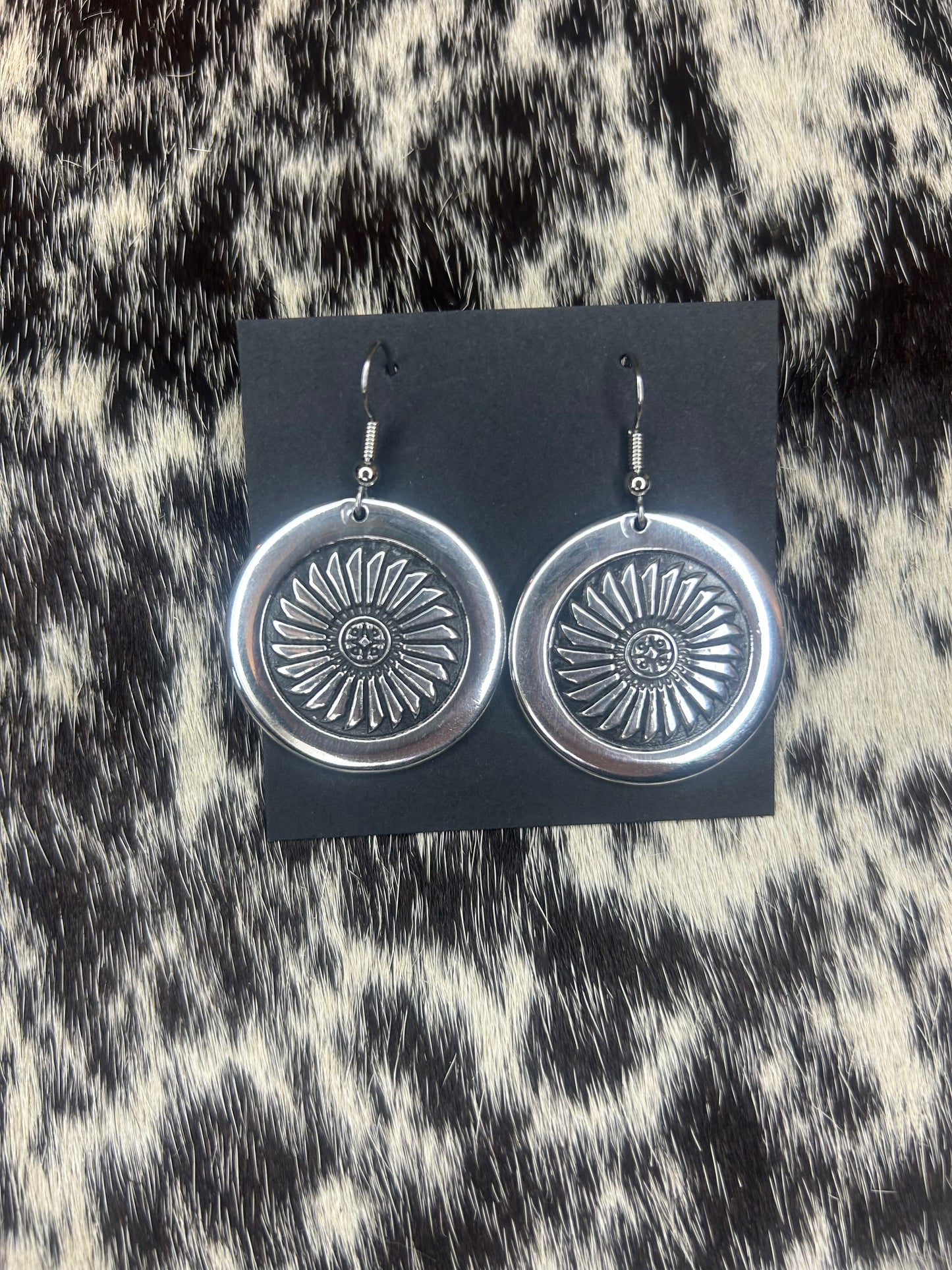 Aluminum Dangle Concho Earrings