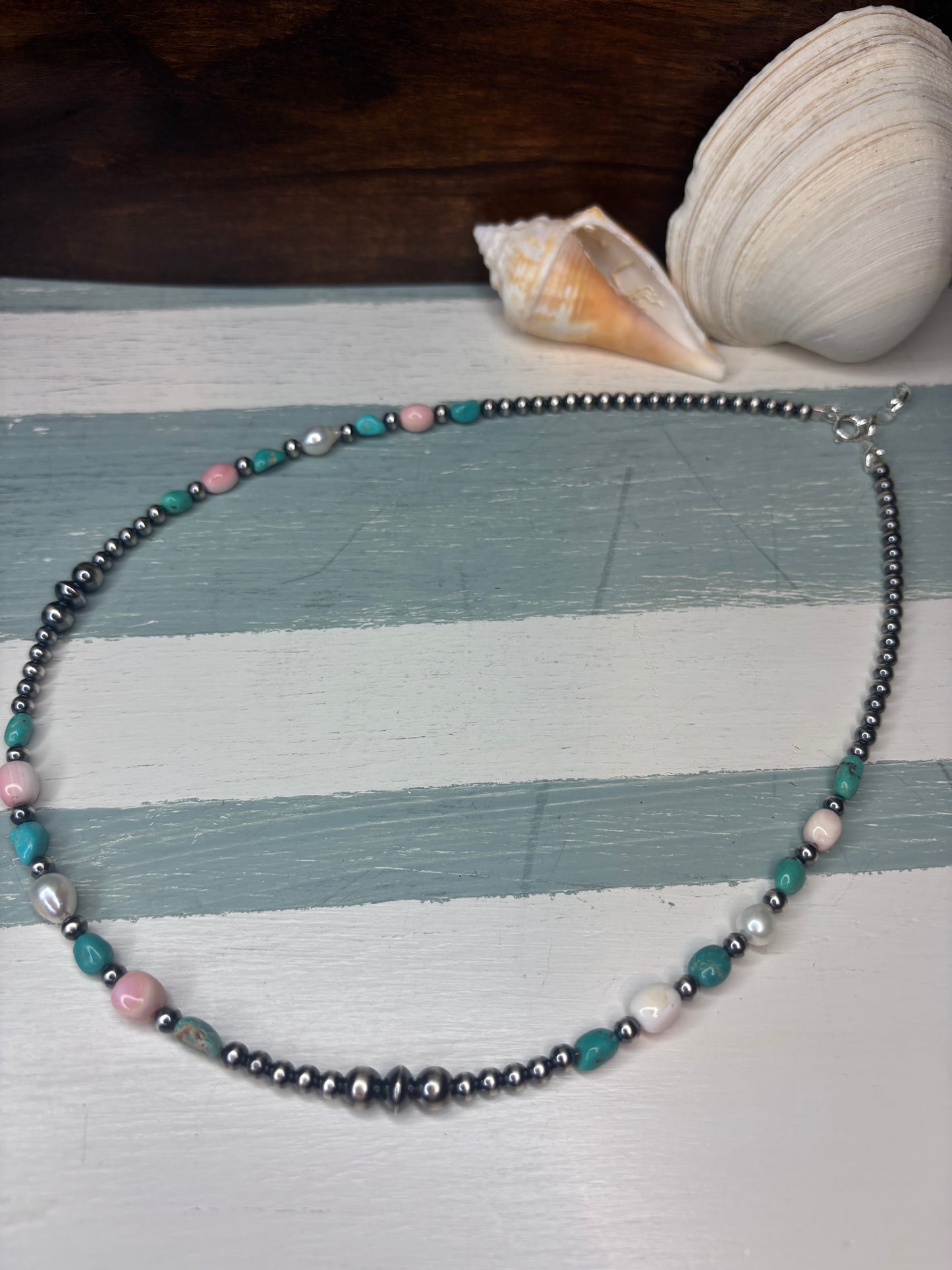 Sterling Silver with Multi-Color Stones & Fresh Water Necklace