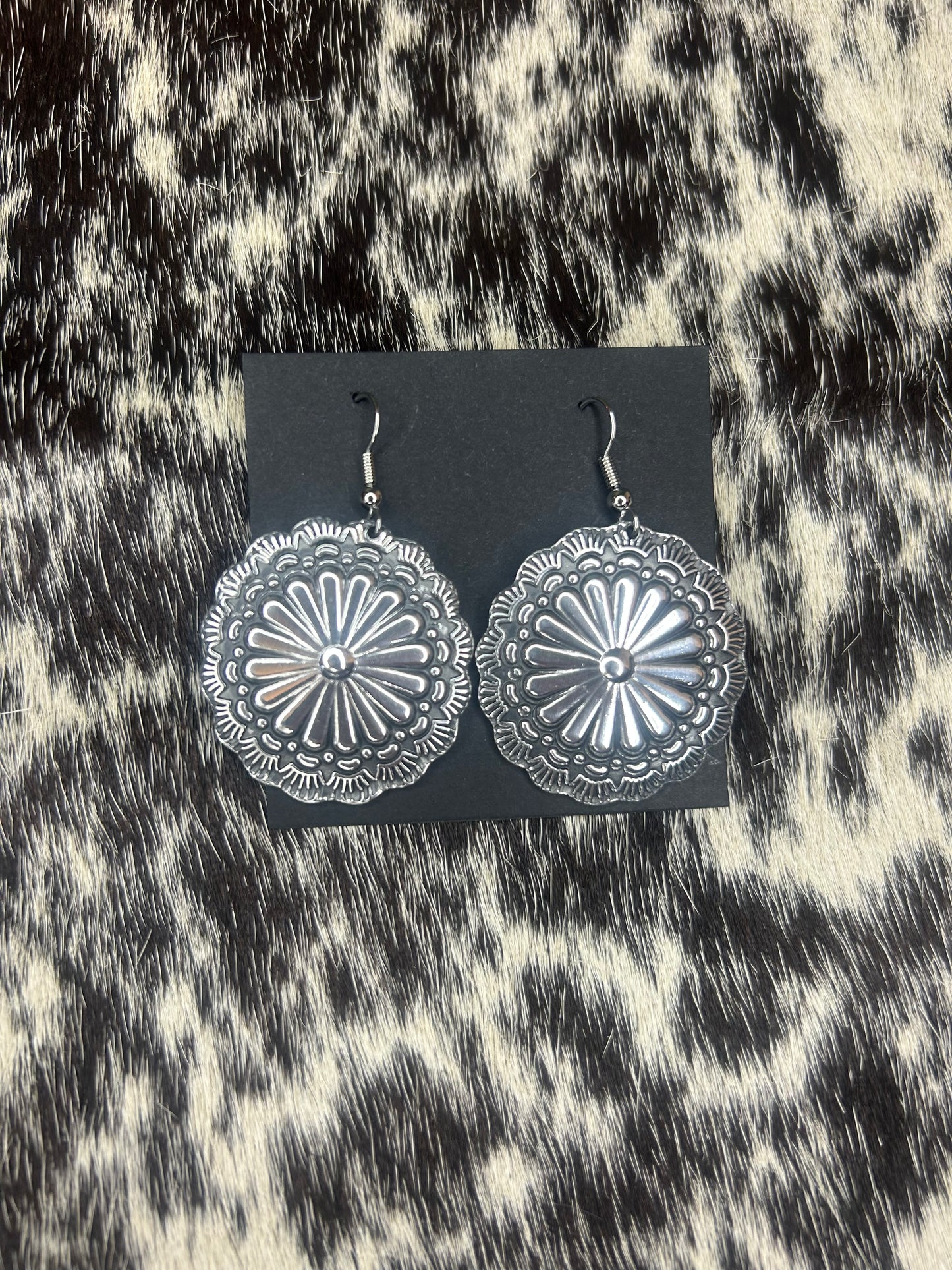 Aluminum Dangle Concho Earrings
